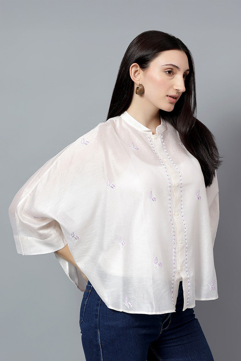 Easy Shirt | Vachan | Chikankari | Cotton Silk (Chanderi)