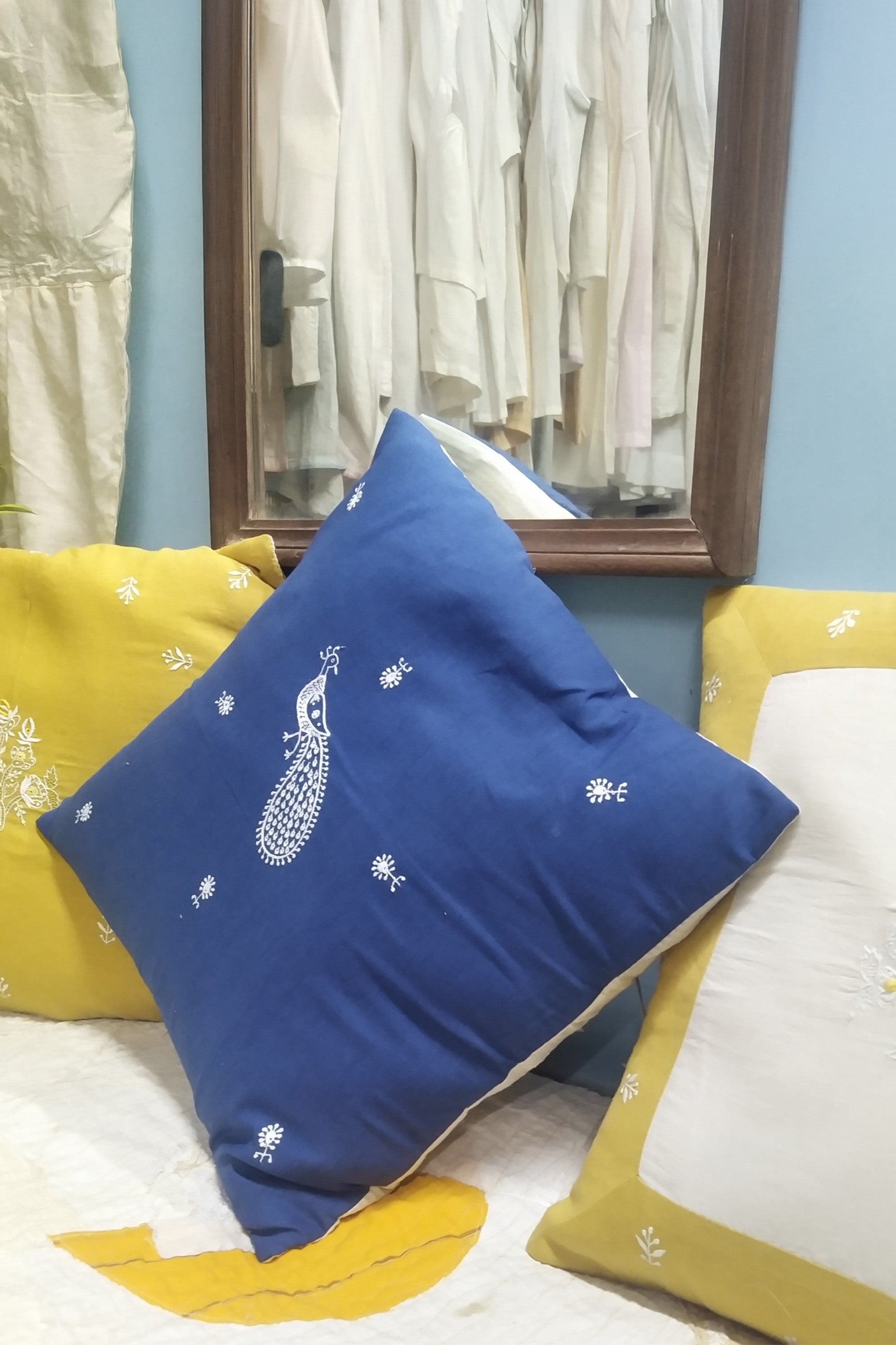 Cushion Cover | Rajanya | Chikankari | Cotton | 16"