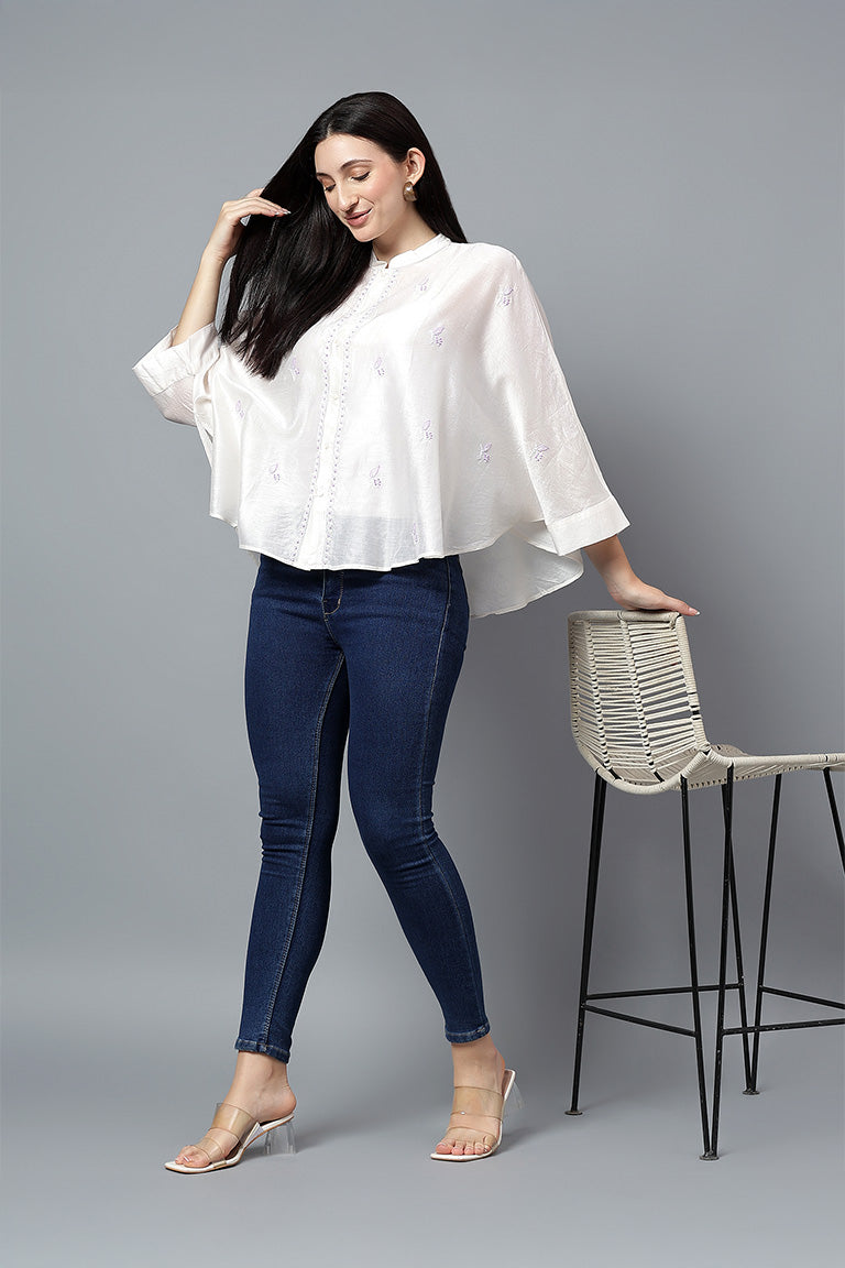 Easy Shirt | Vachan | Chikankari | Cotton Silk (Chanderi)