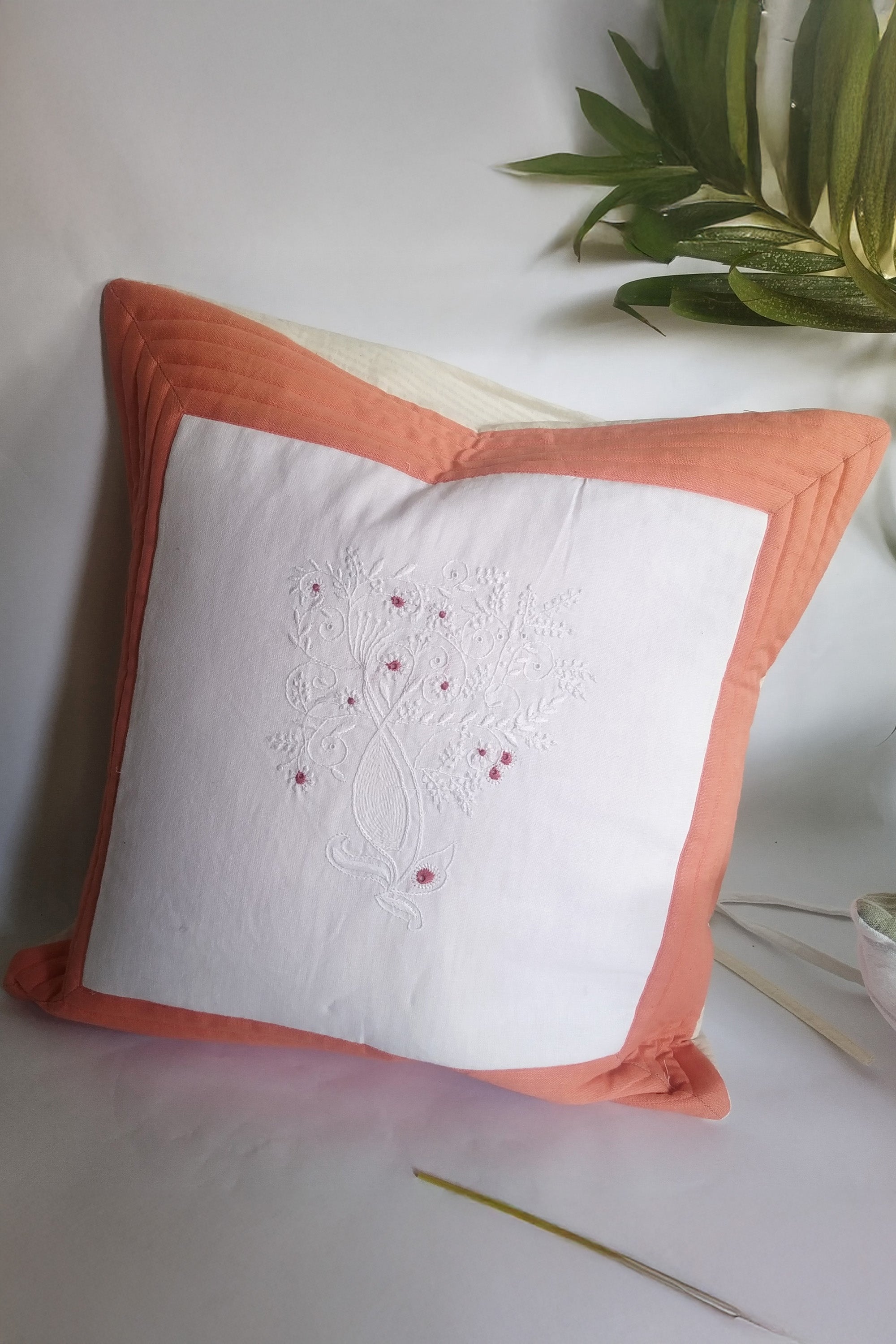 Cushion Cover | Ranchak | Chikankari | Cotton | 16"