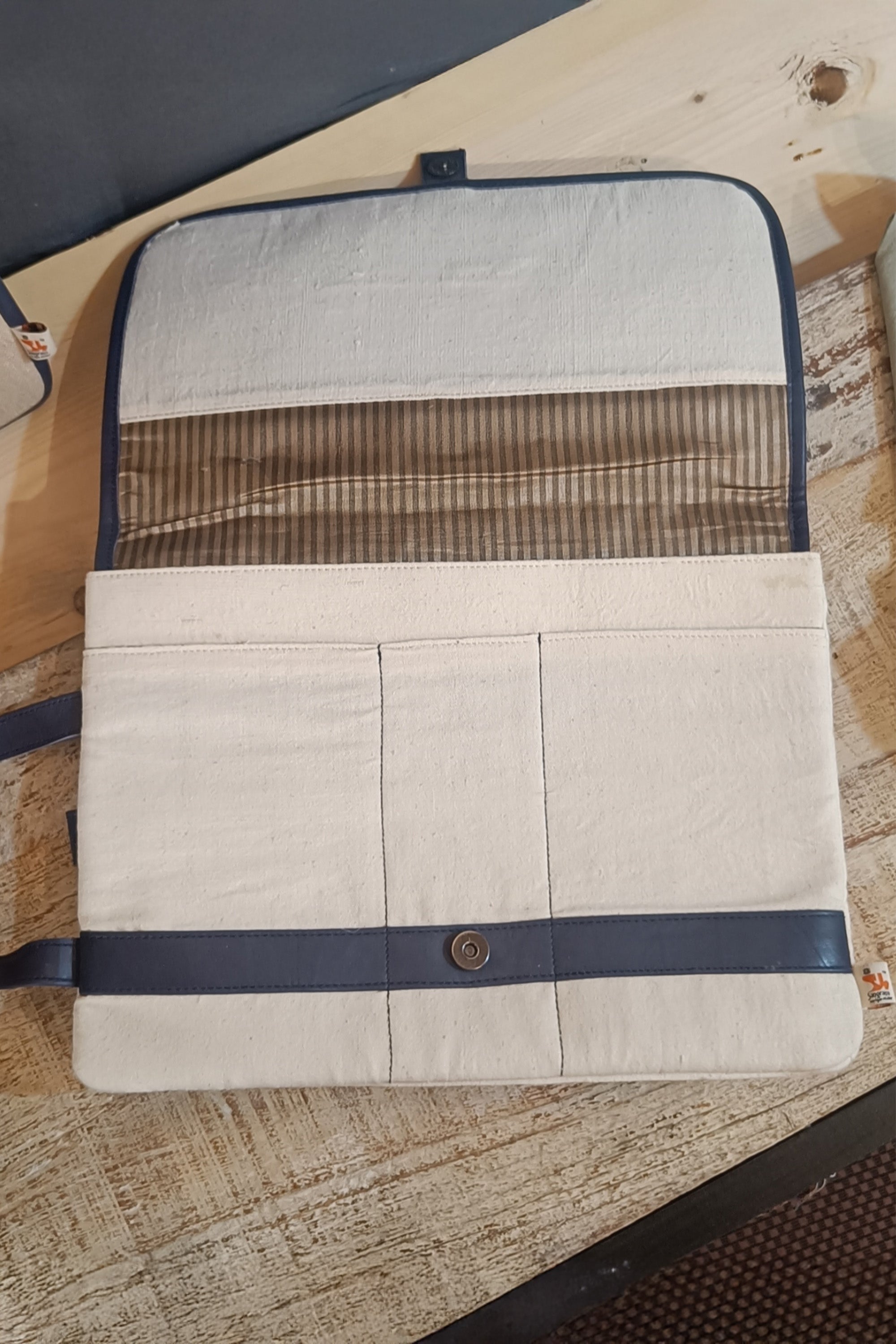 Laptop bag | Kadam | Chikankari | Cotton Canvas