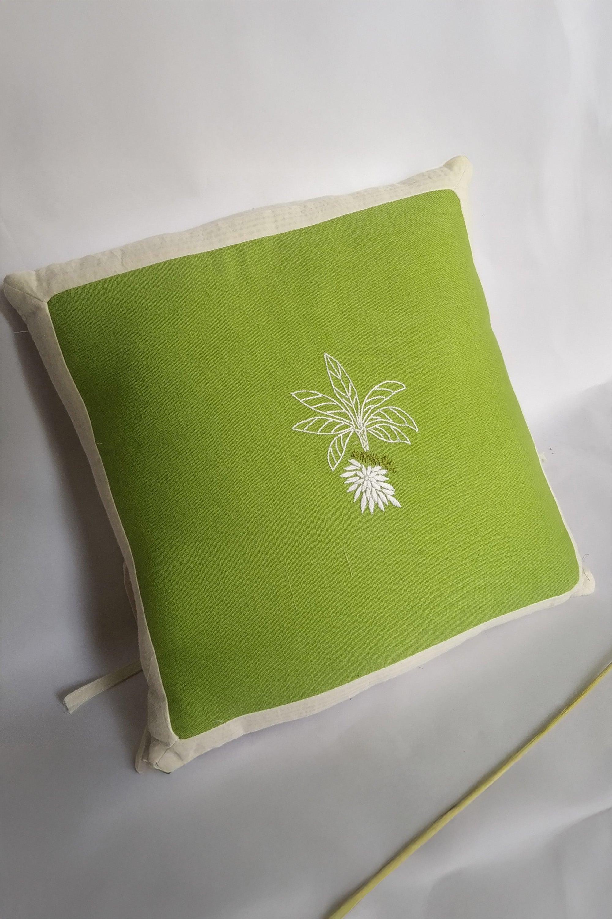 Small Cushion Cover | Kadali | Chikankari | Cotton | 12"