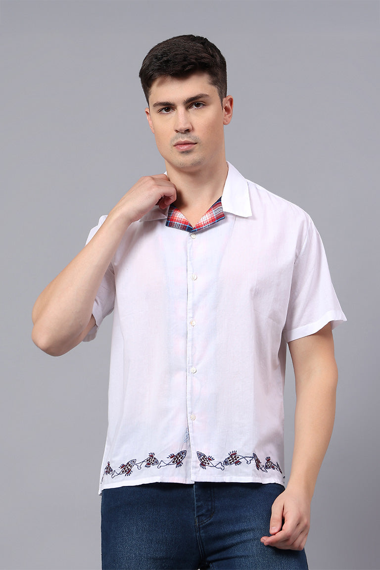 Convertible Collar Shirt | Paryay | Chikankari | Cotton