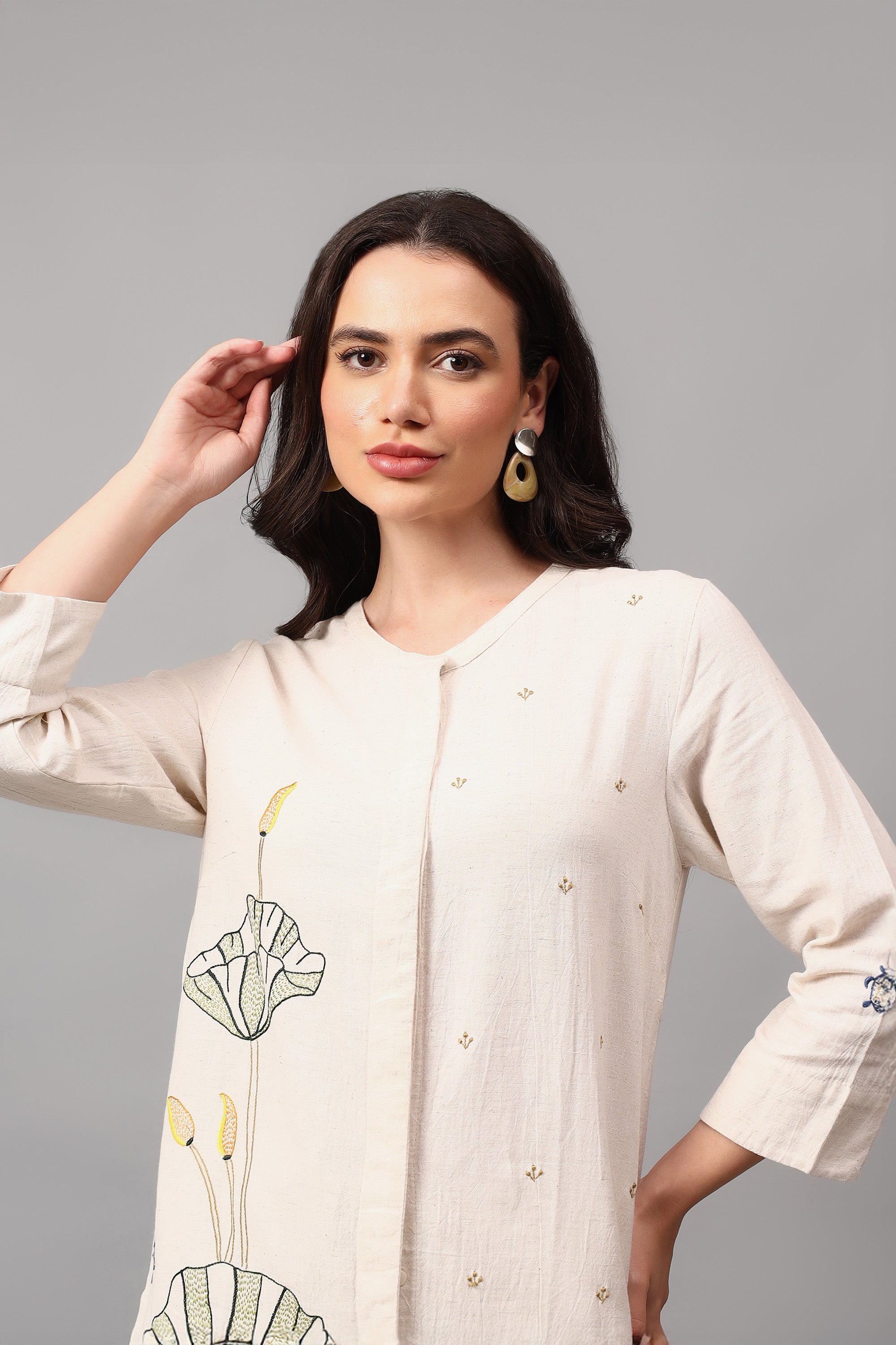 Shirt | Tista | Chikankari | Cotton Linen
