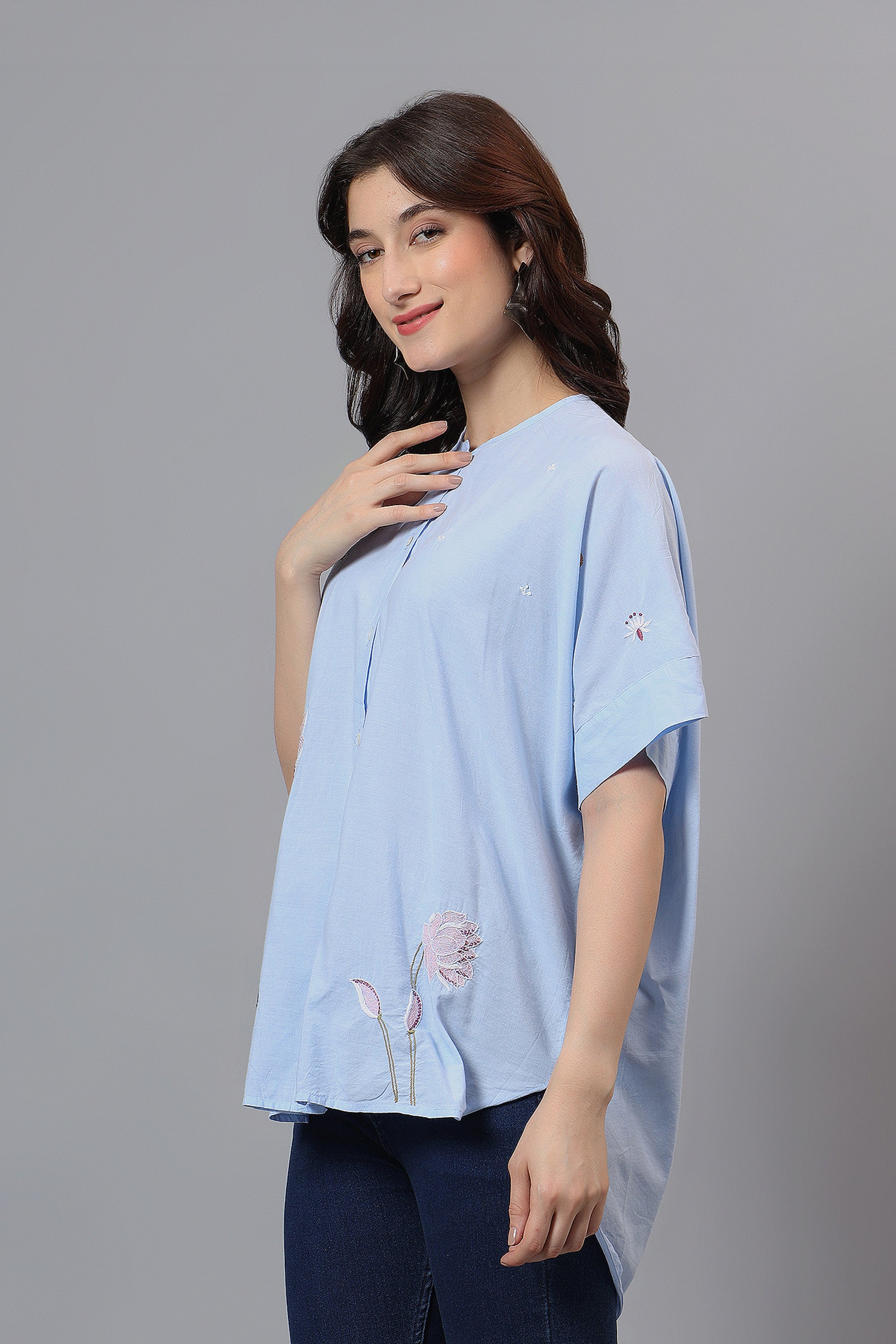 Paribhasha handcrafted Chikankari back cowl Shirt