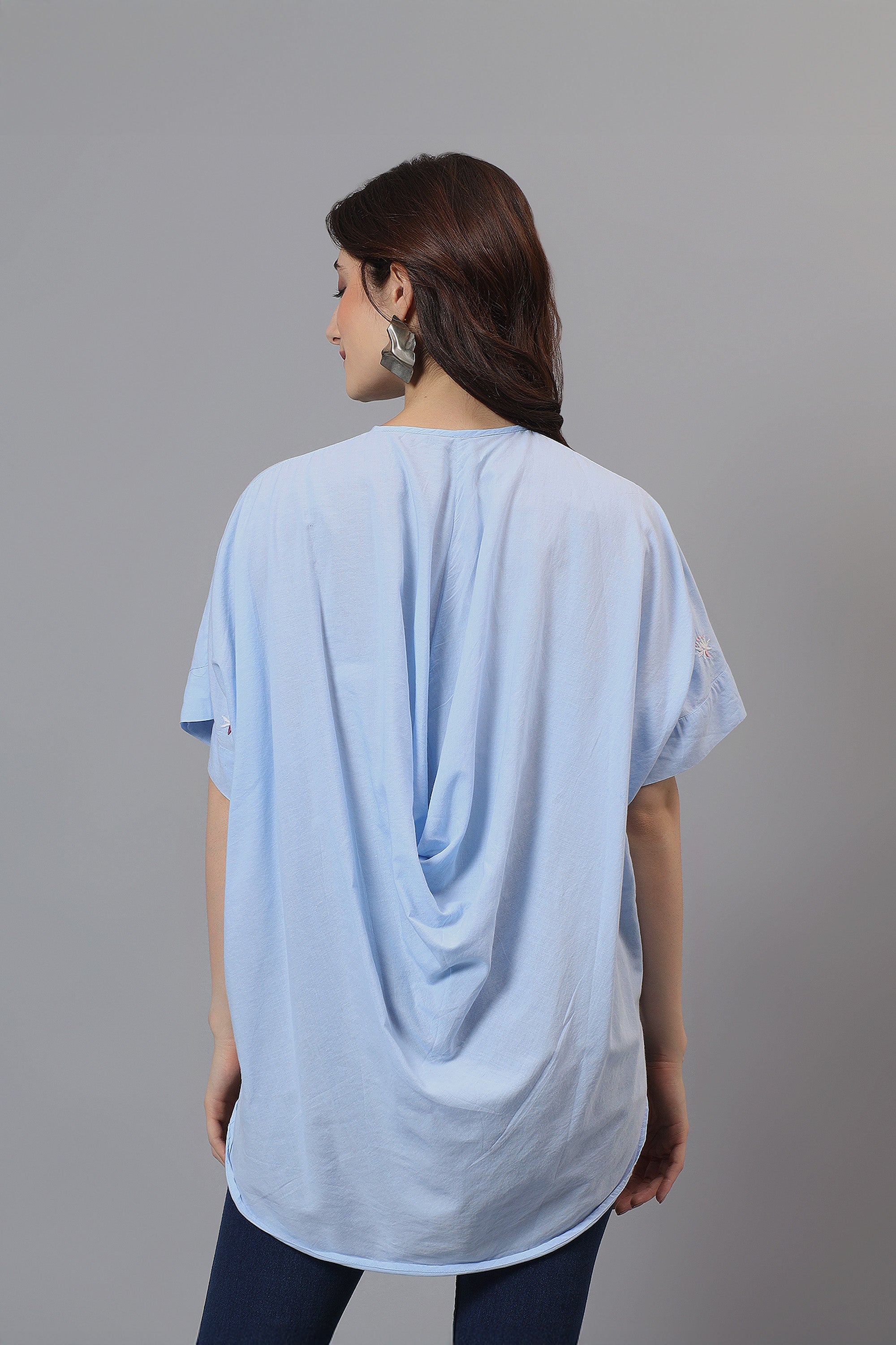 Paribhasha handcrafted Chikankari back cowl Shirt