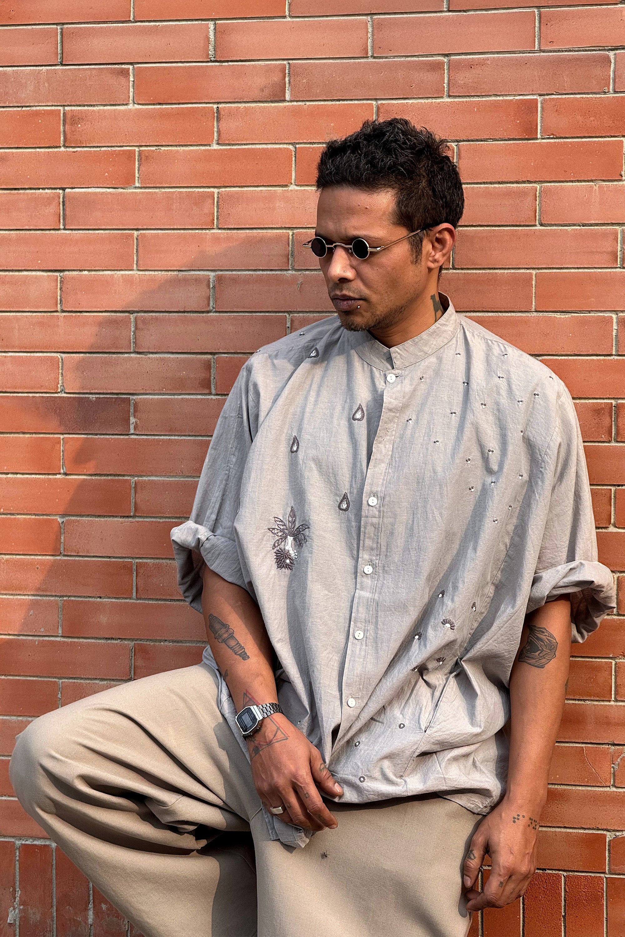 Easy Shirt | Anuchhed | Chikankari | Cotton Chambray