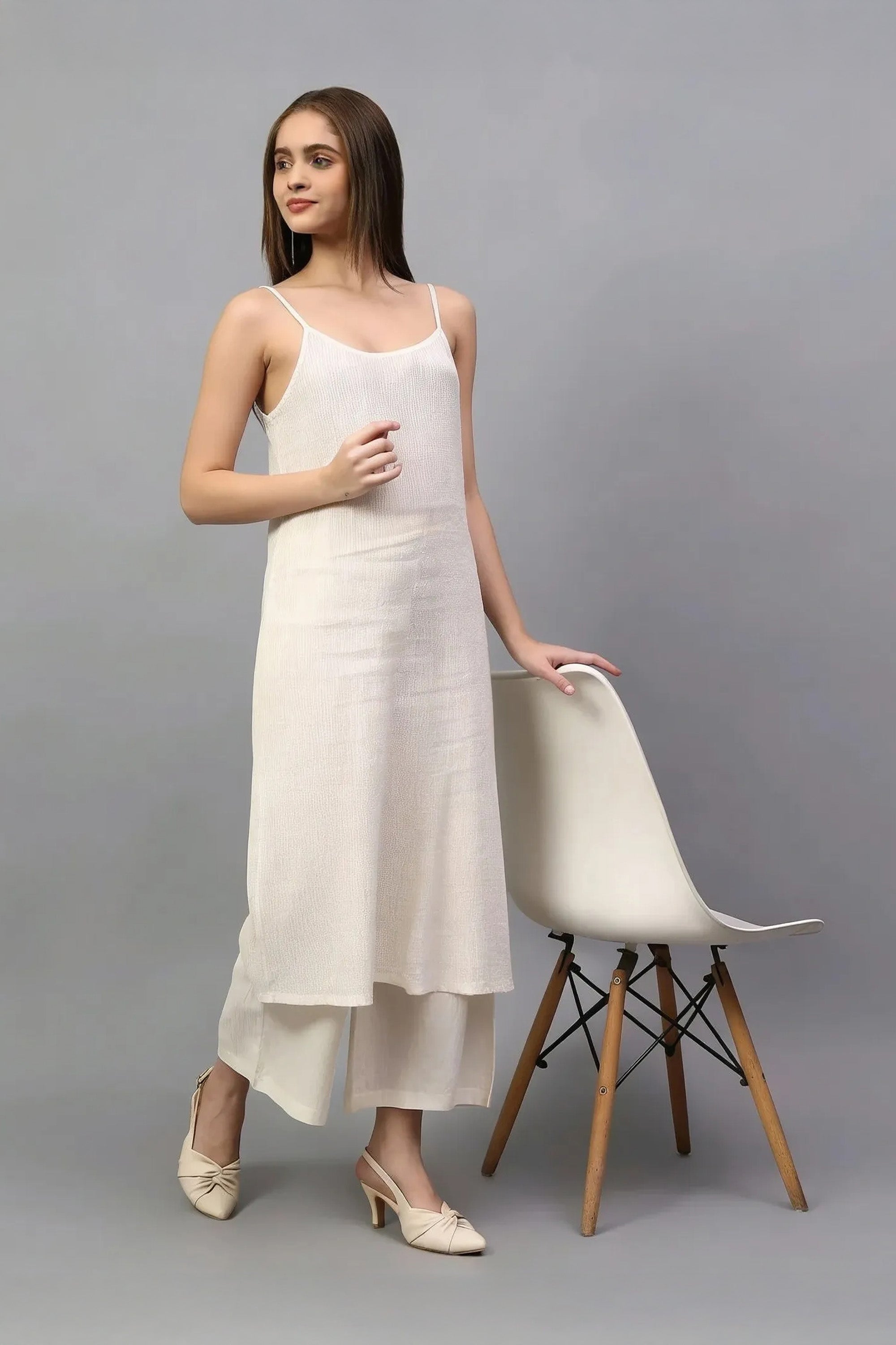Chemises/ Underdress | Long Tunic | Self Stripe Cotton