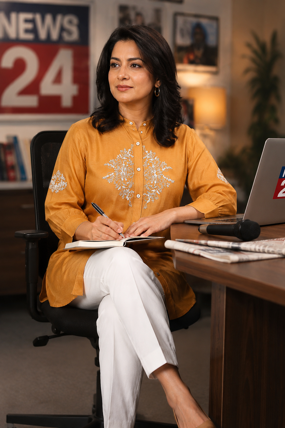 Mandala handcrafted Chikankari Chanderi Shirt