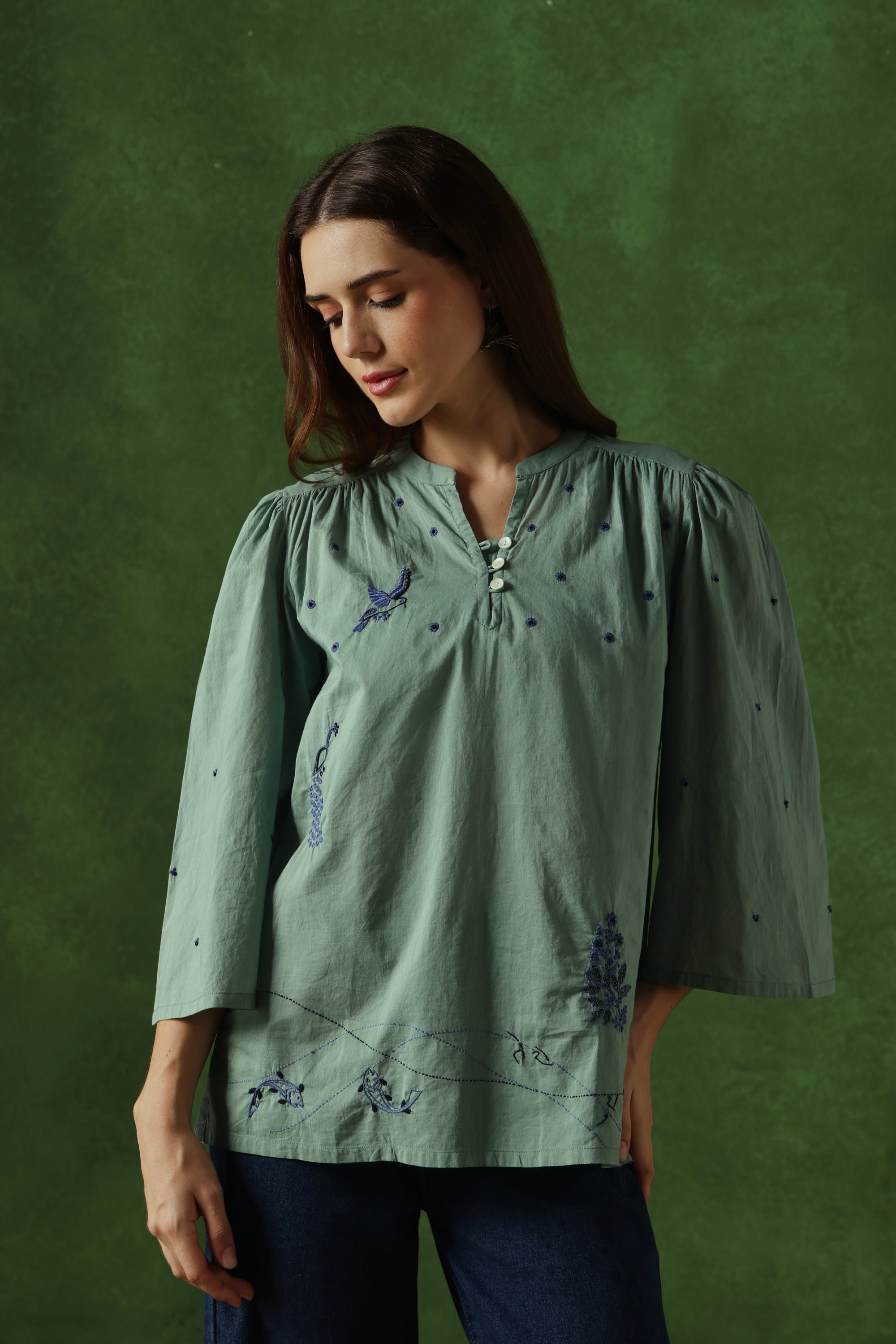 Meen Handcrafted Chikankari Top