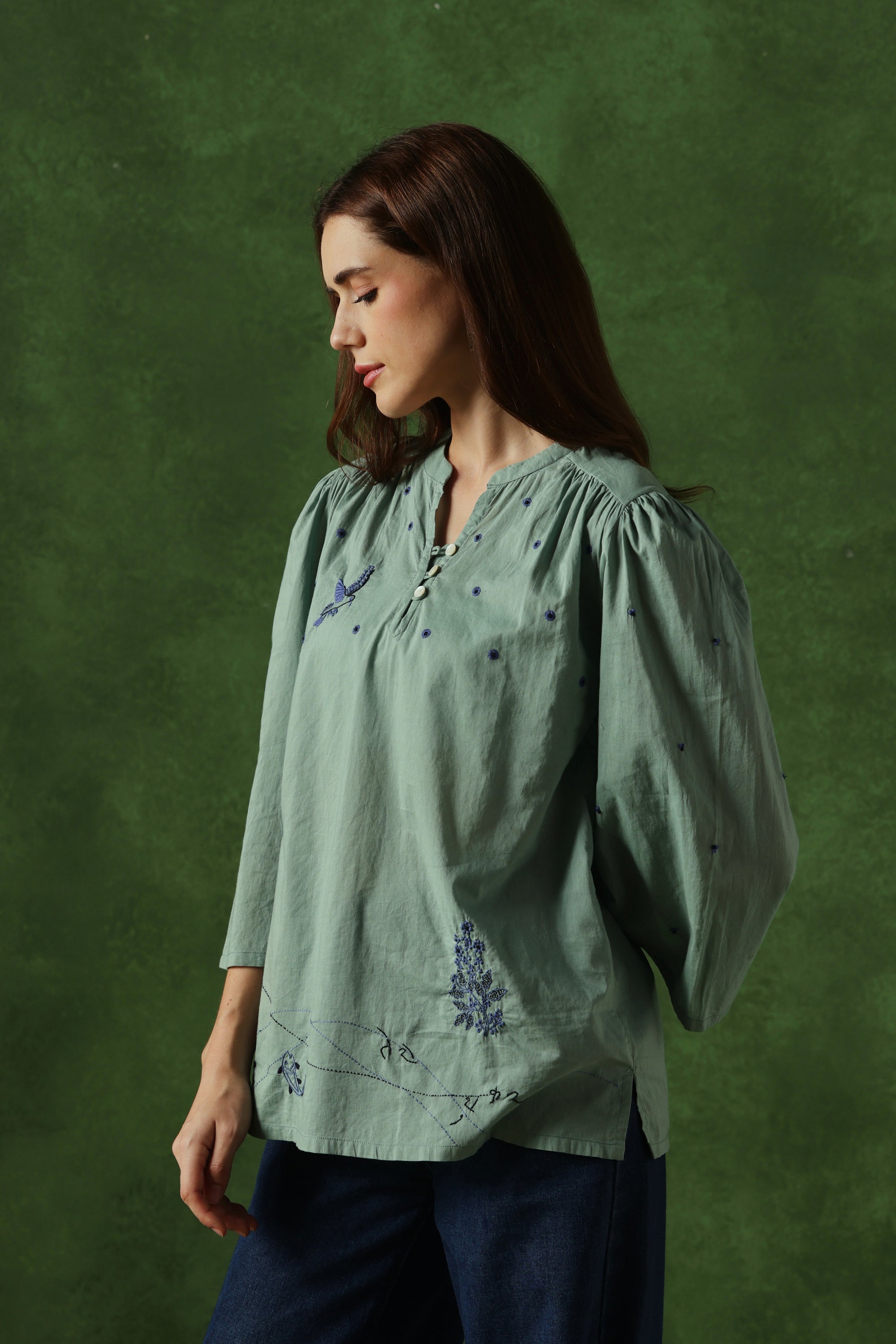 Meen Handcrafted Chikankari Top