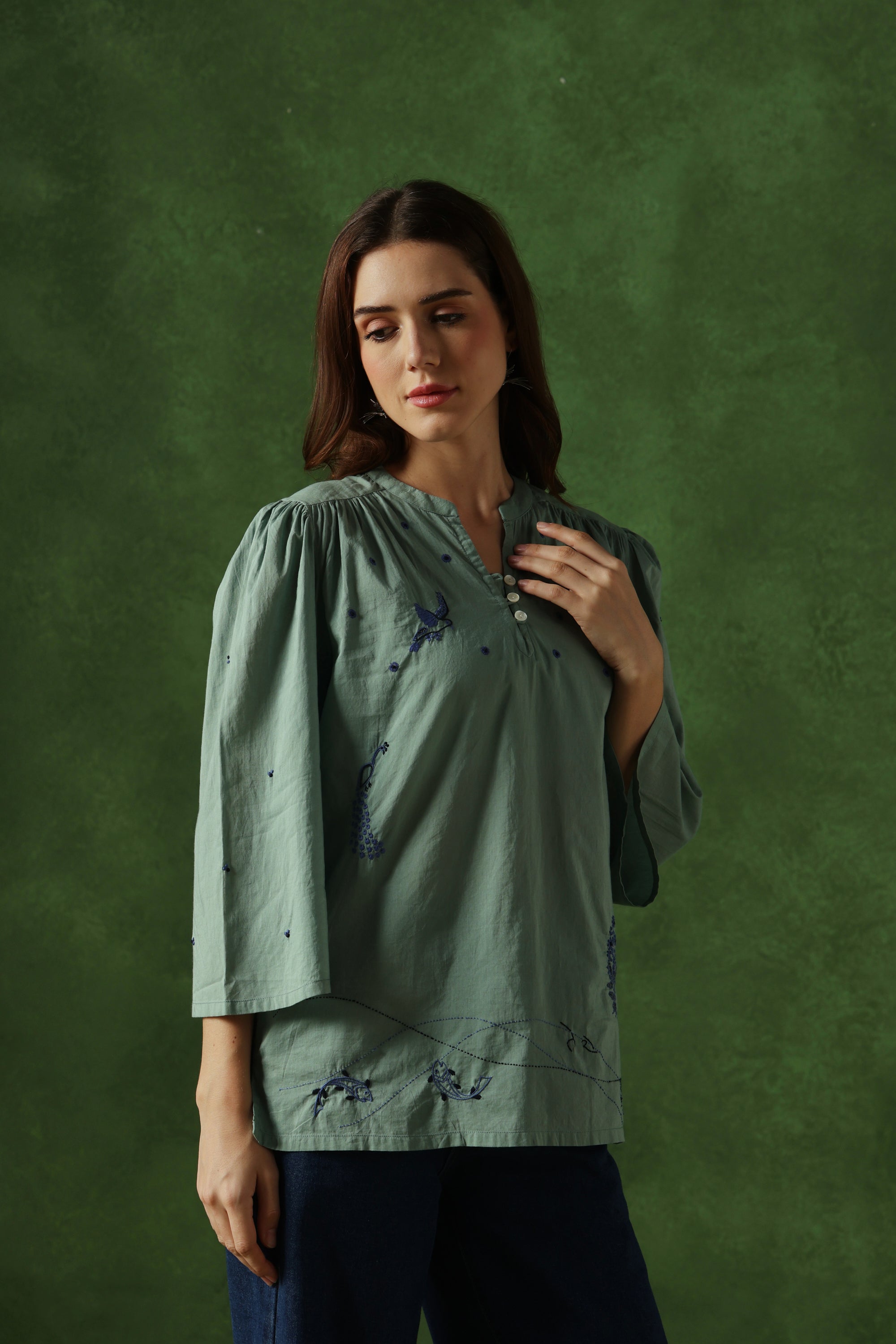 Meen Handcrafted Chikankari Top
