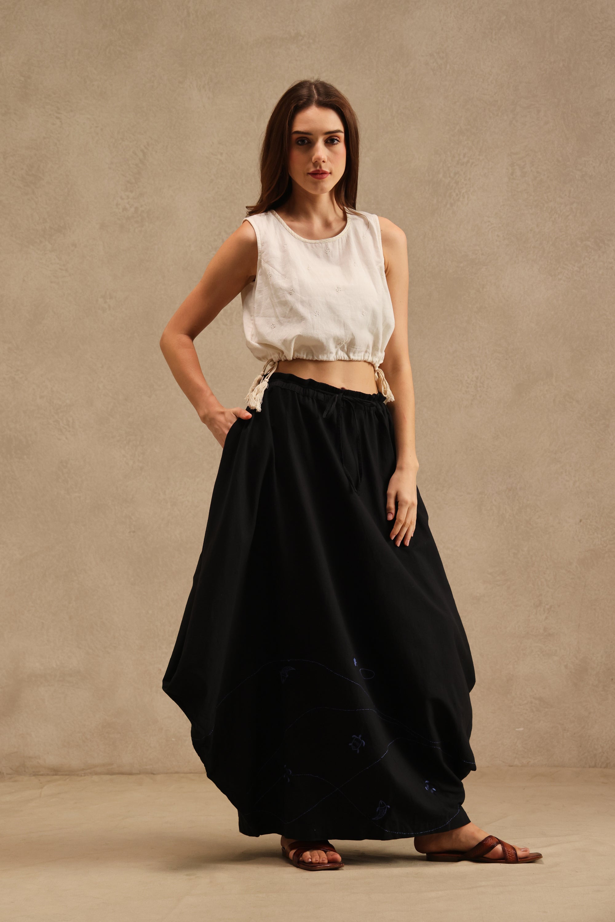 Lau handcrafted Chikankari Skirt