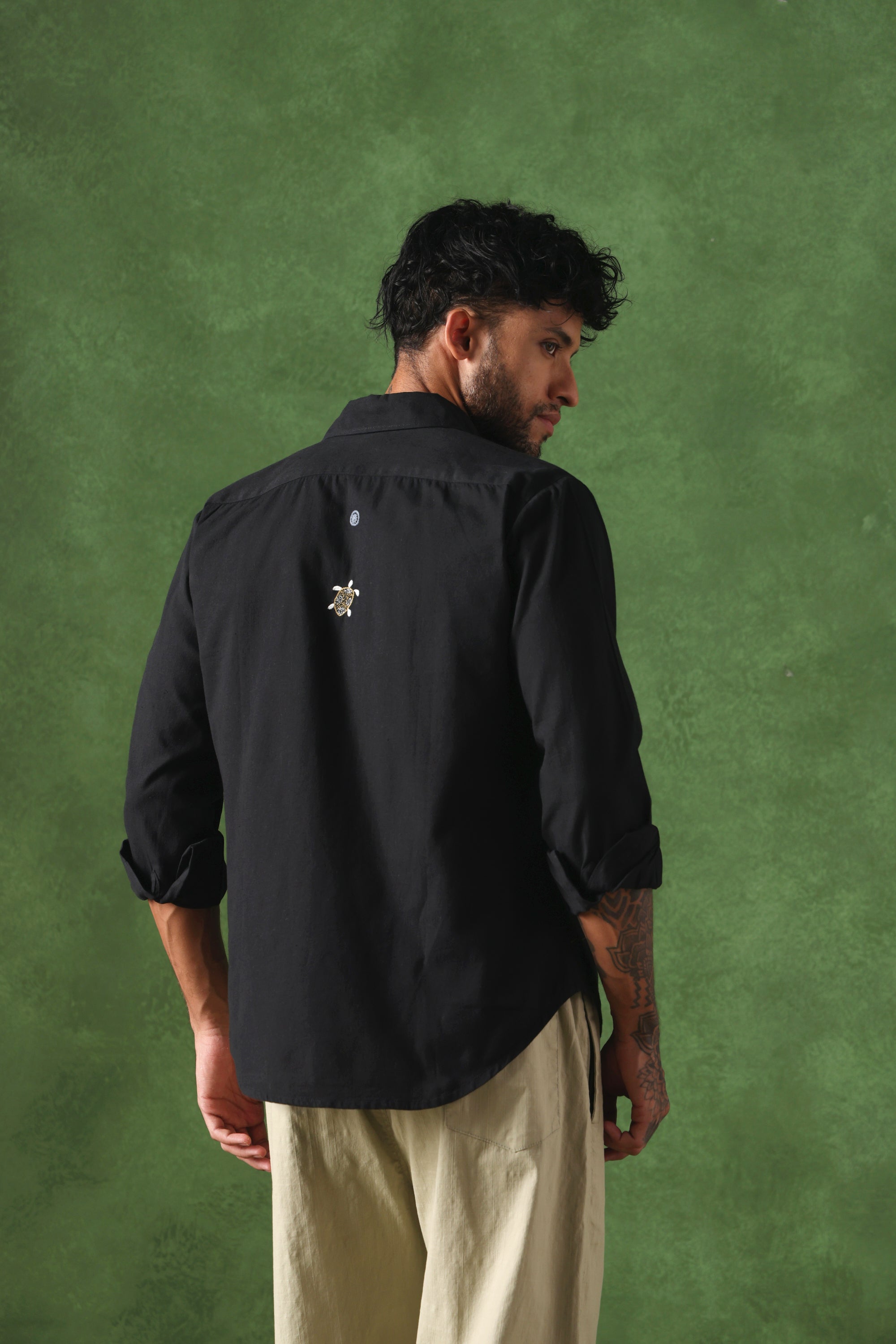 Sukoon handcrafted Chikankari spread collar Shirt