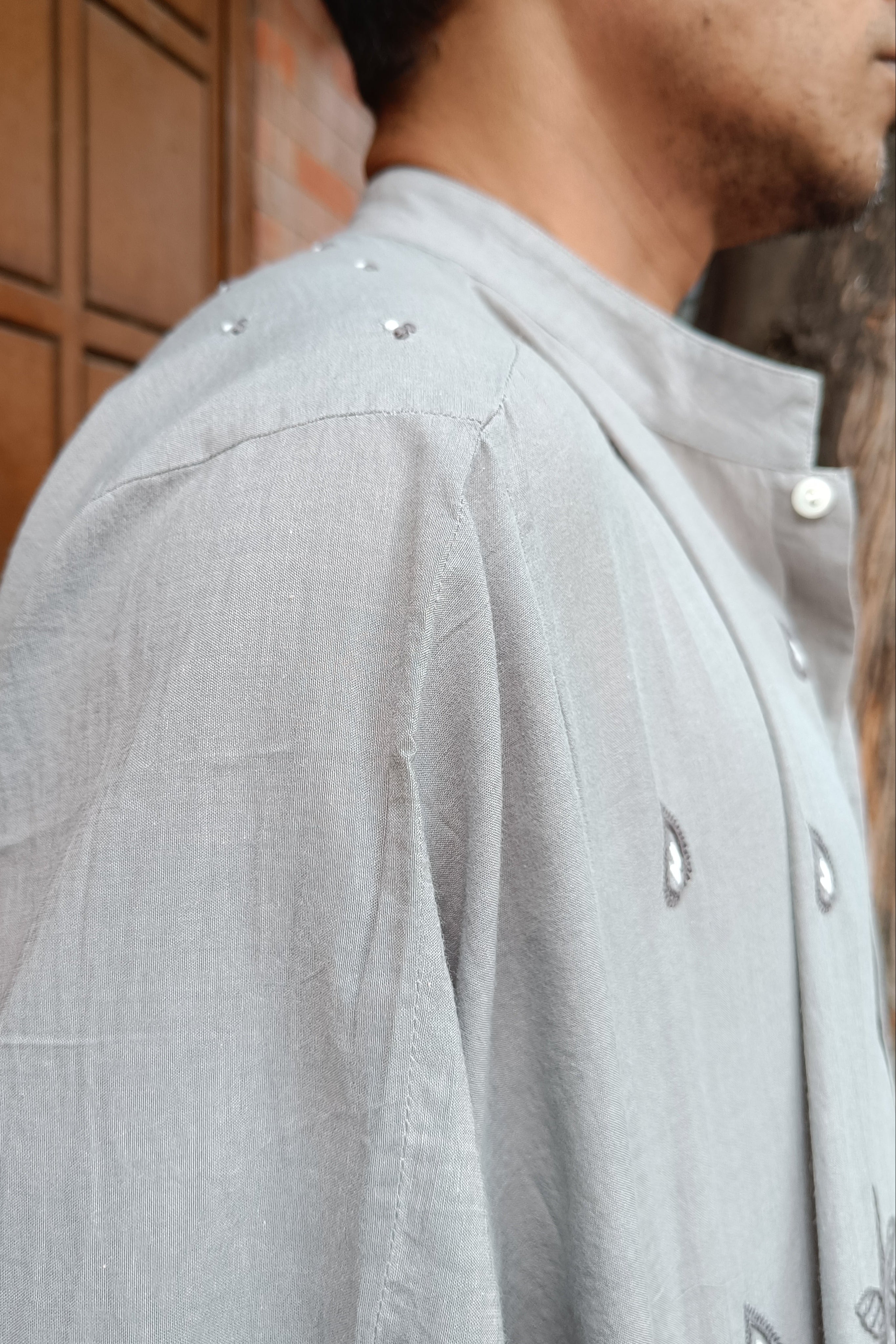 Anuchhed handcrafted Chikankari Easy Shirt