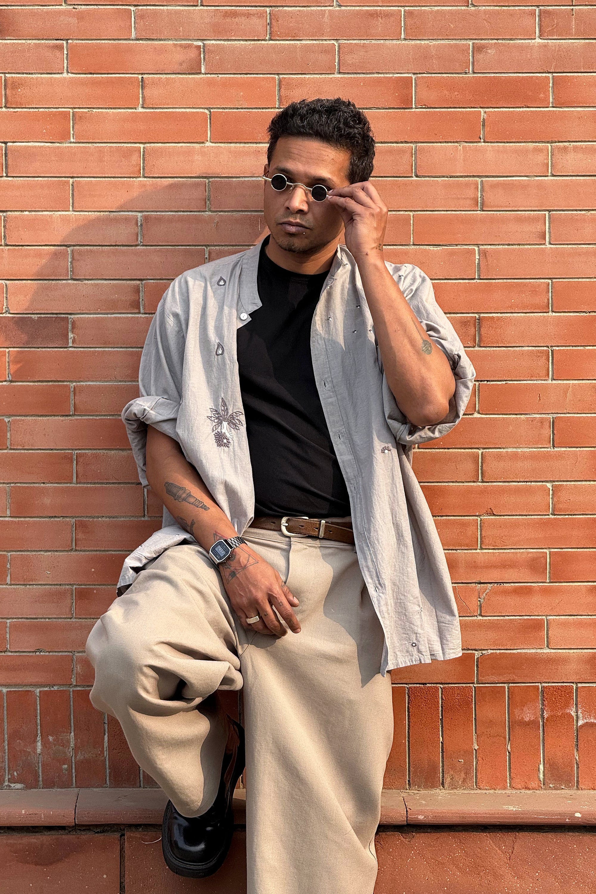 Anuchhed handcrafted Chikankari Easy Shirt