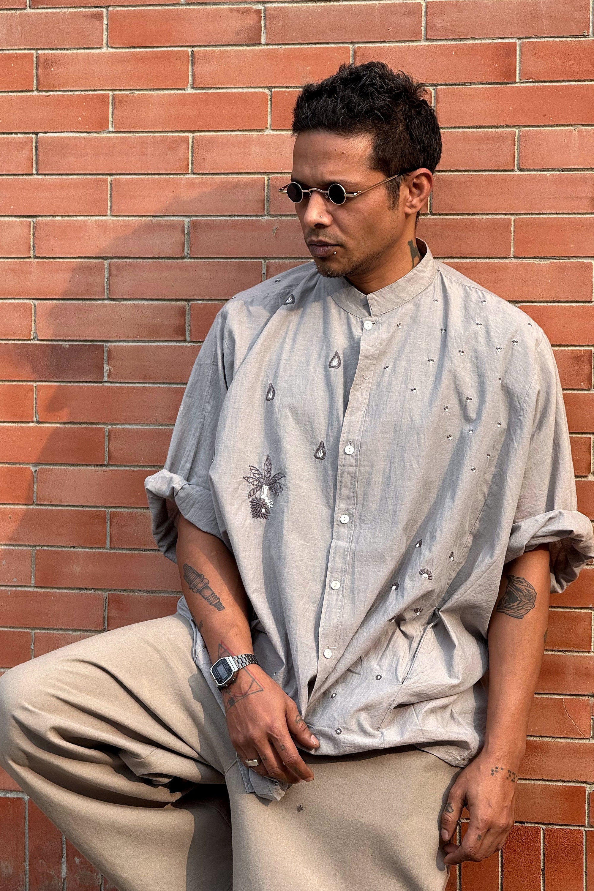Anuchhed handcrafted Chikankari Easy Shirt