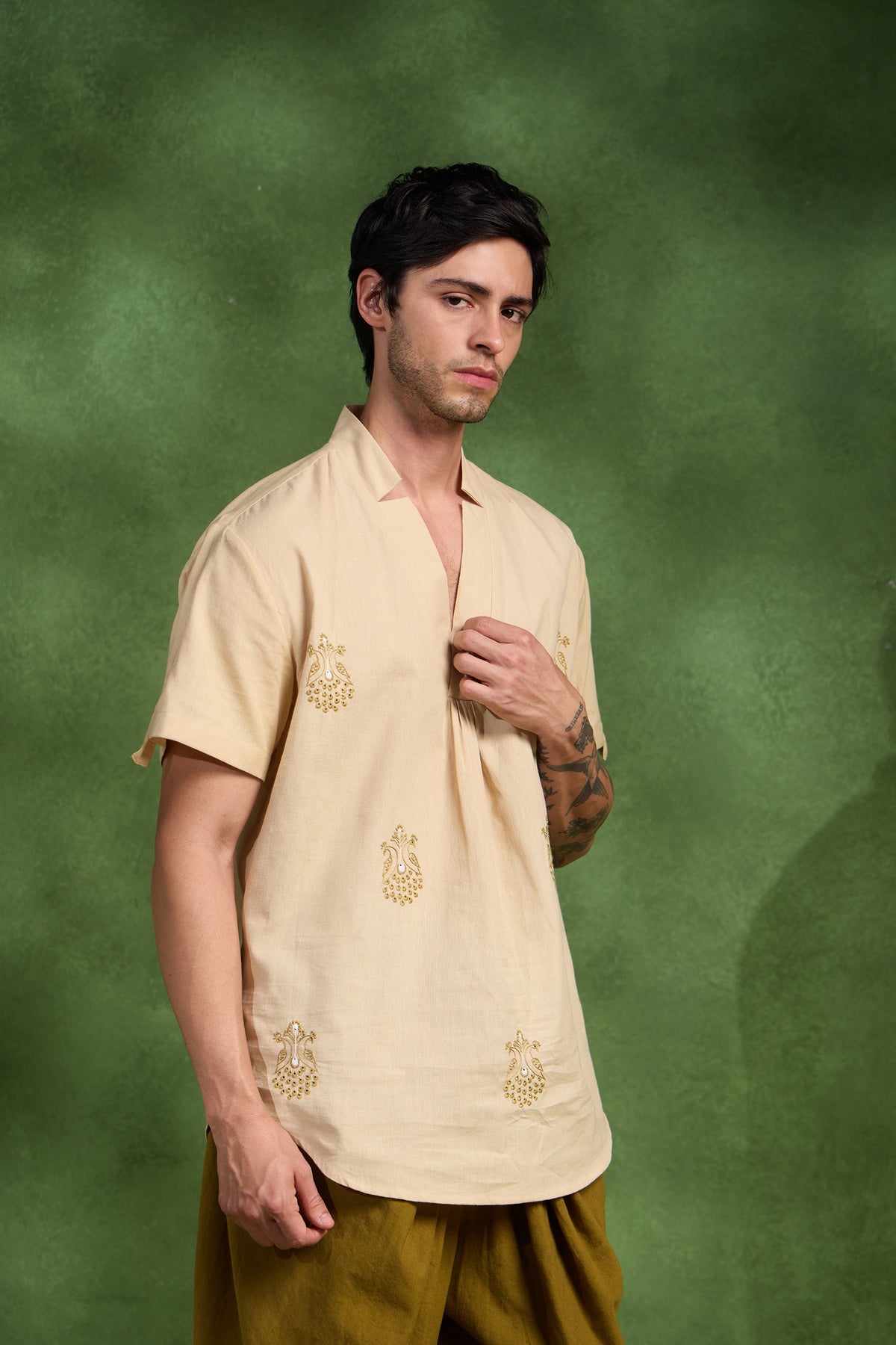 Buxar handcrafted Chikankari short Kurta