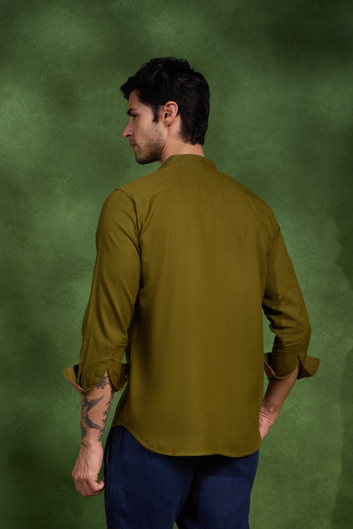 Bodhi handcrafted Chikankari Mandarin collar Shirt
