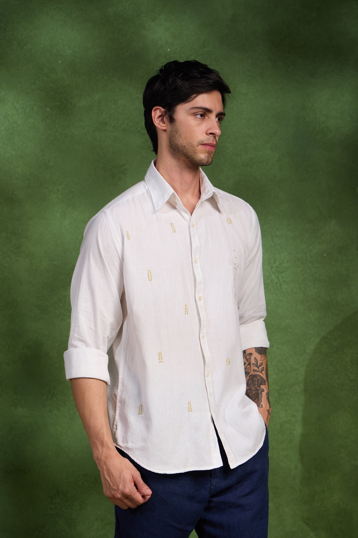 Anuvaad handcrafted Chikankari spread collar Shirt