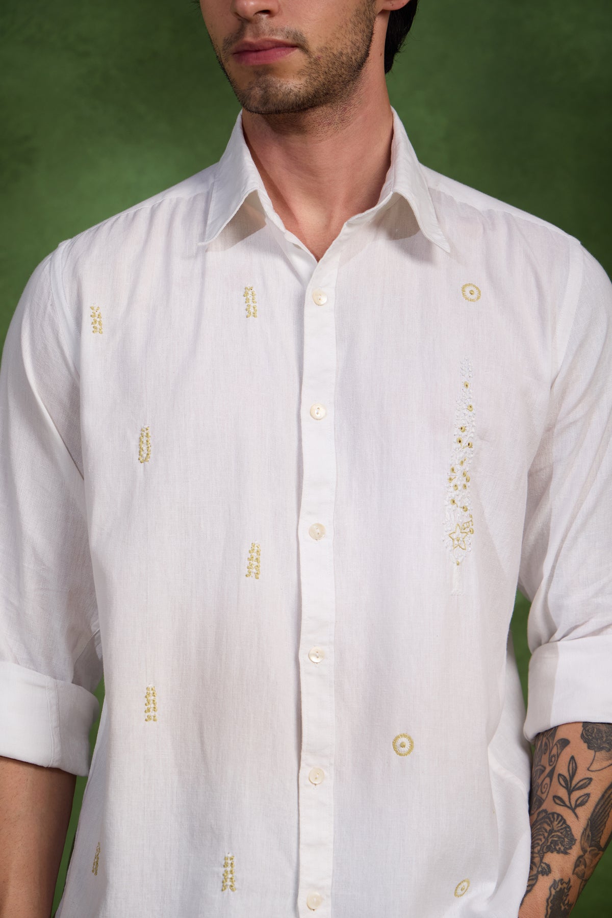 Anuvaad handcrafted Chikankari spread collar Shirt