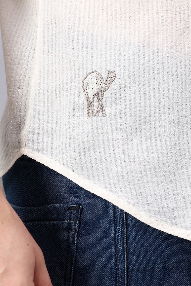 Mandarin Collar Shirt | Atileba | Chikankari | Cotton