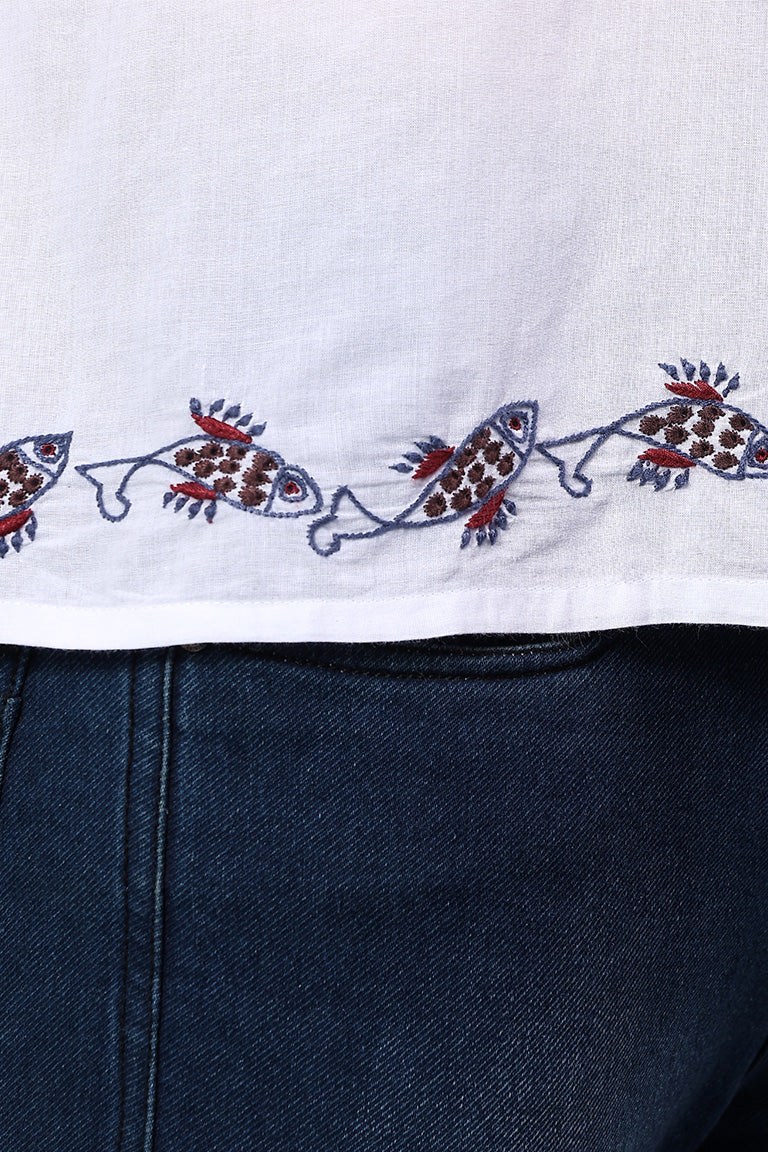 Convertible Collar Shirt | Paryay | Chikankari | Cotton