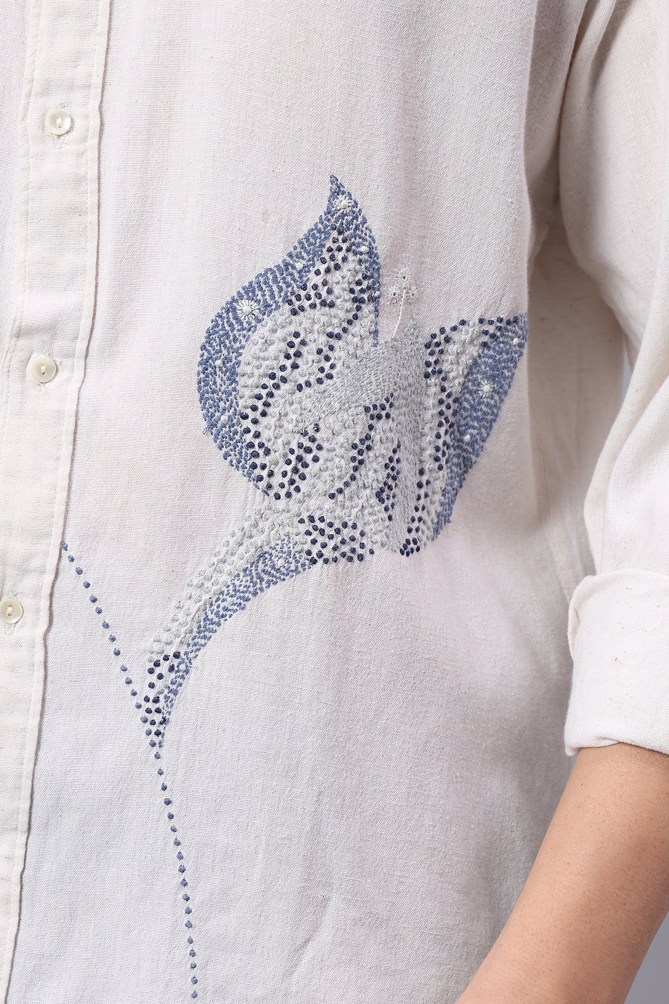 Nipaat handcrafted Chikankari Mandarin collar Shirt
