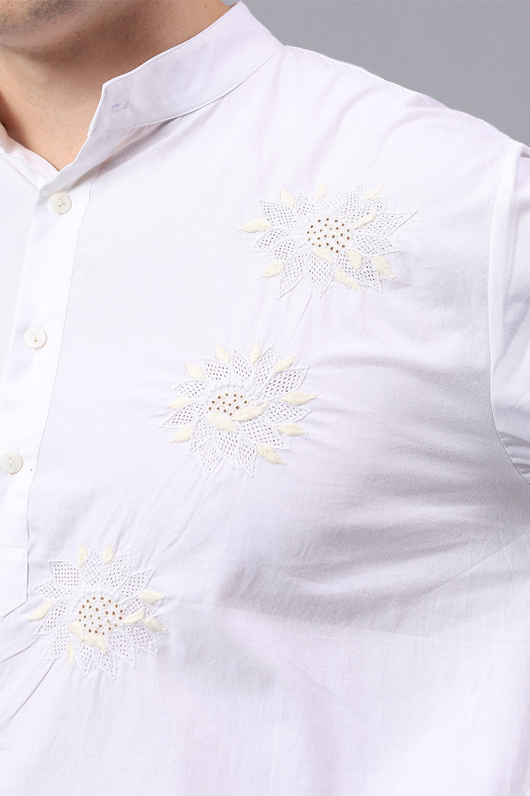 Mandarin Collar Kurta | Ekaarth | Chikankari | Cotton