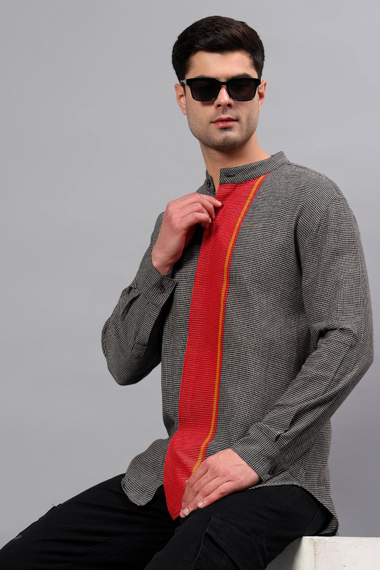 Mandarin Collar Shirt | Deshaj | Handwoven | Cotton