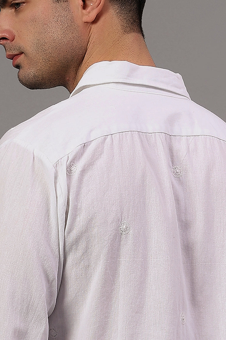 Collar Shirt | Yugam | Chikankari | Cotton Linen
