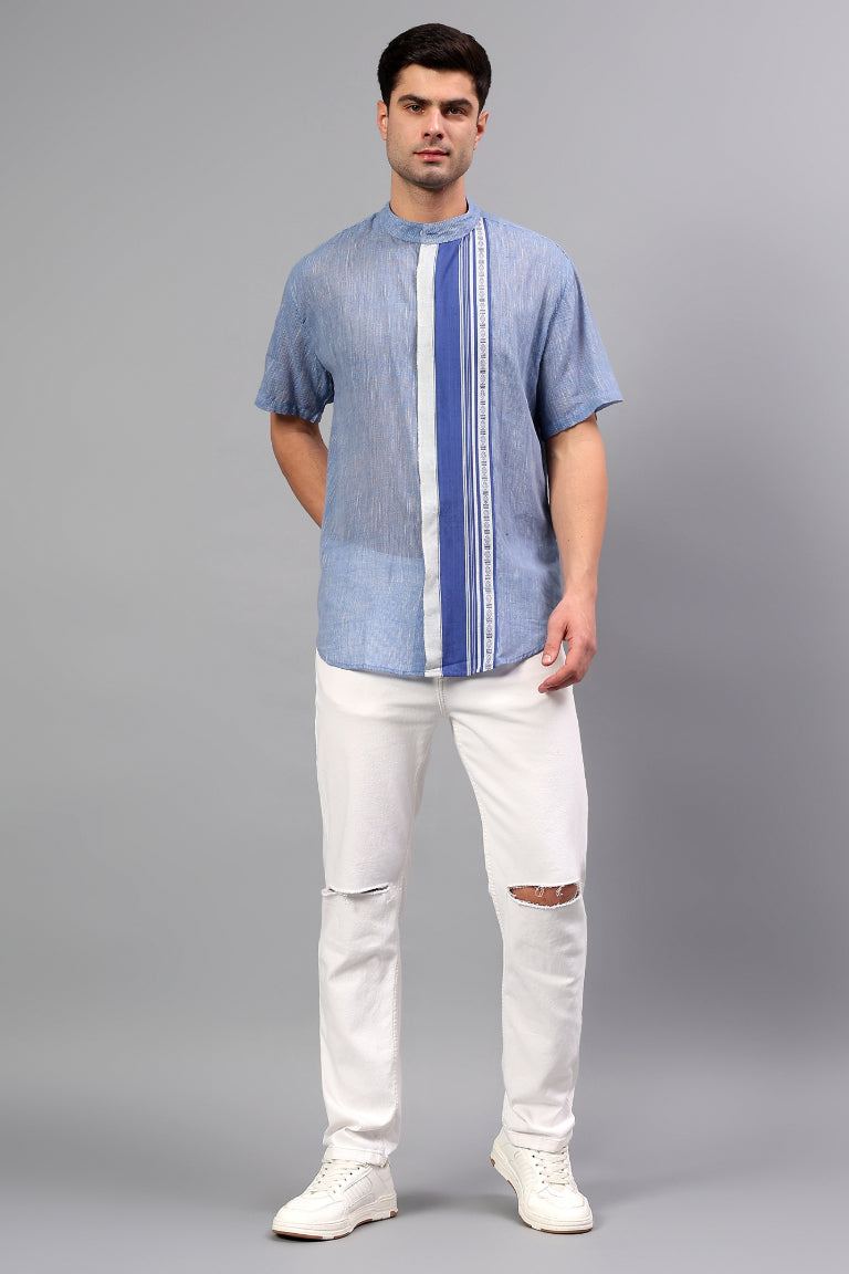 Mandarin Collar Shirt | Aagat | Handwoven | Cotton