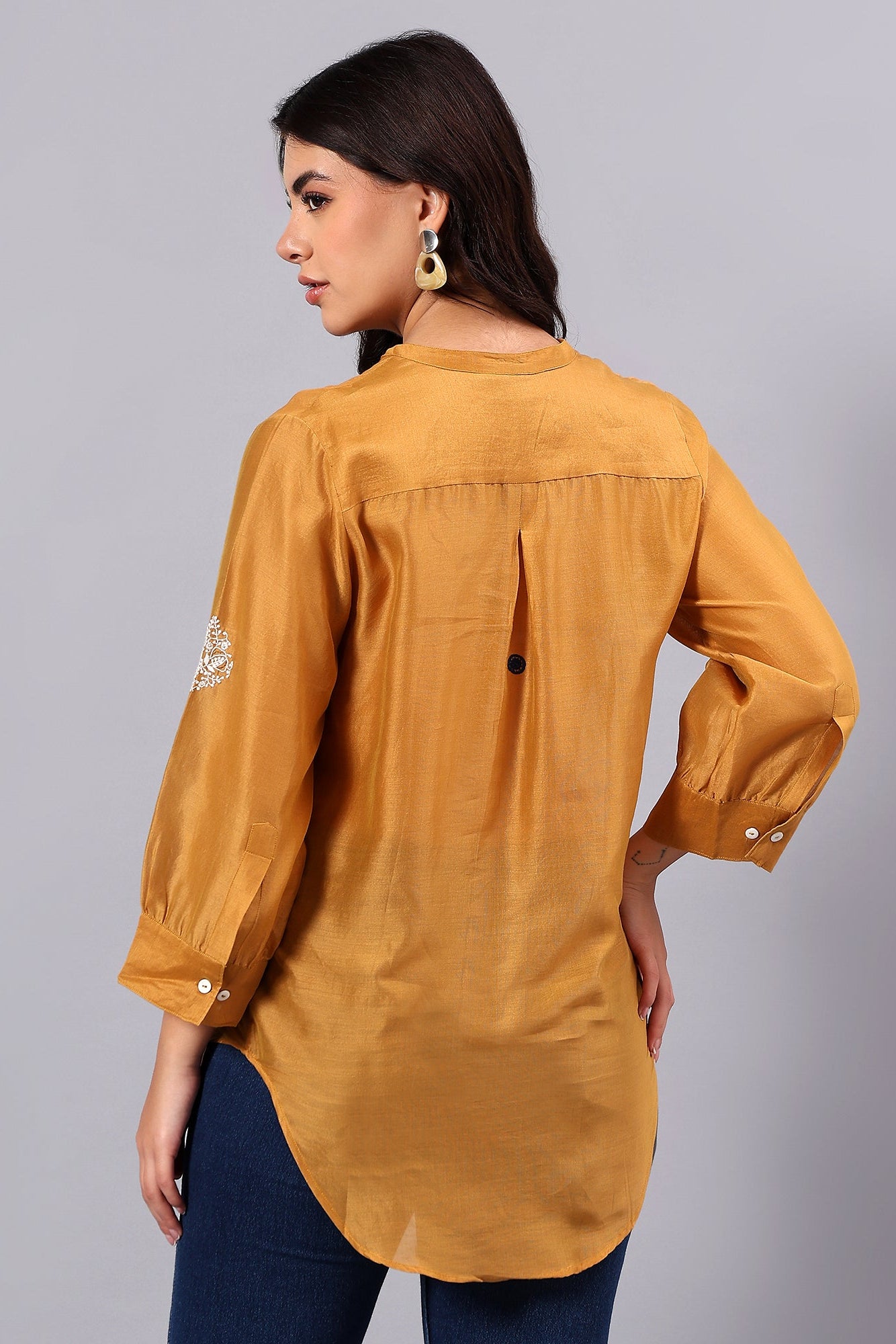 Mandala handcrafted Chikankari  Chanderi Shirt