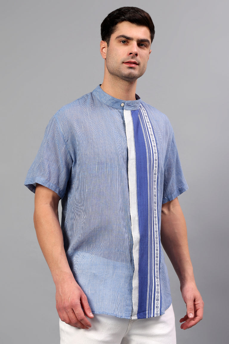 Mandarin Collar Shirt | Aagat | Handwoven | Cotton