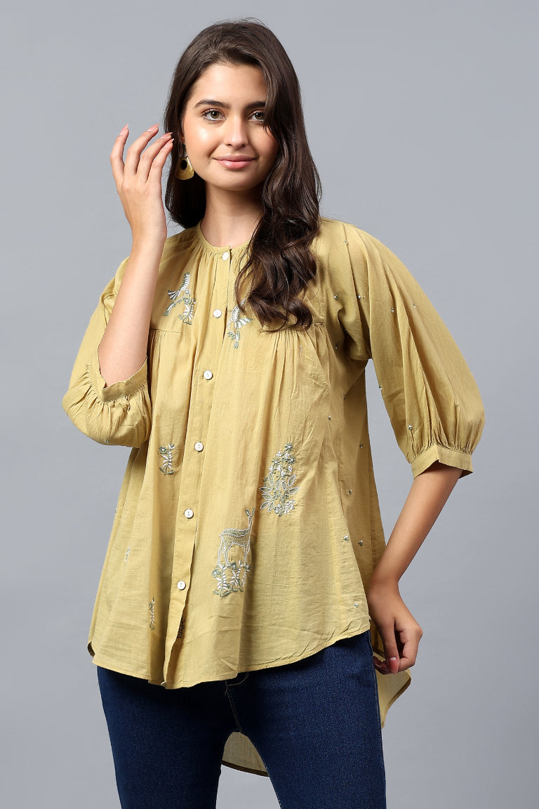 Shirt | Swar | Chikankari | Cotton