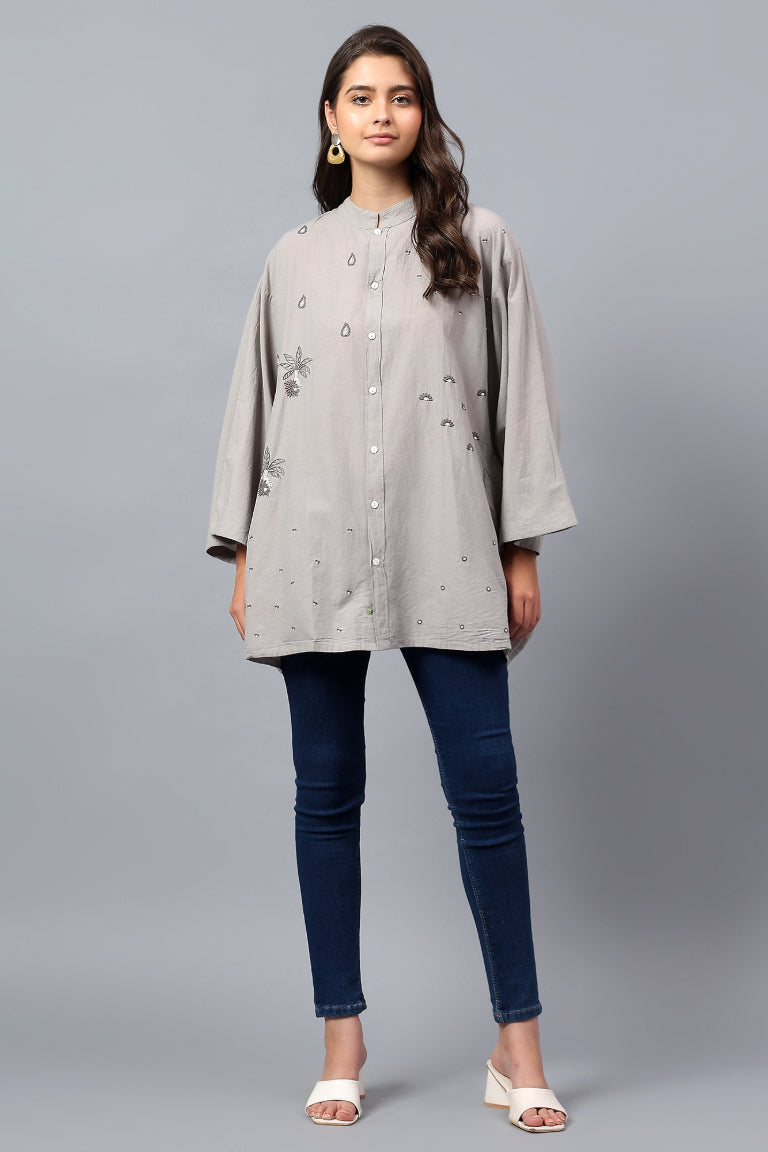 Easy Shirt | Annuched | Chikankari | Cotton Chambray