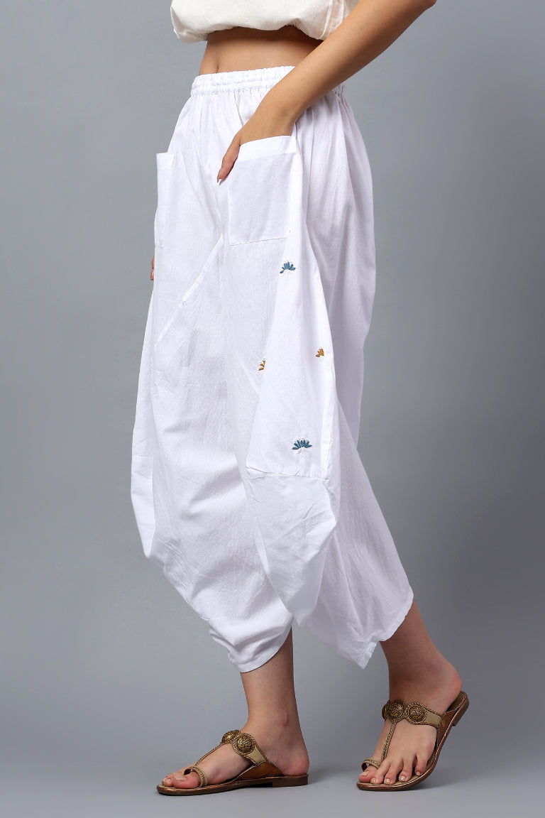 Cascade Pant | Yurui | Chikankari | Cotton Linen