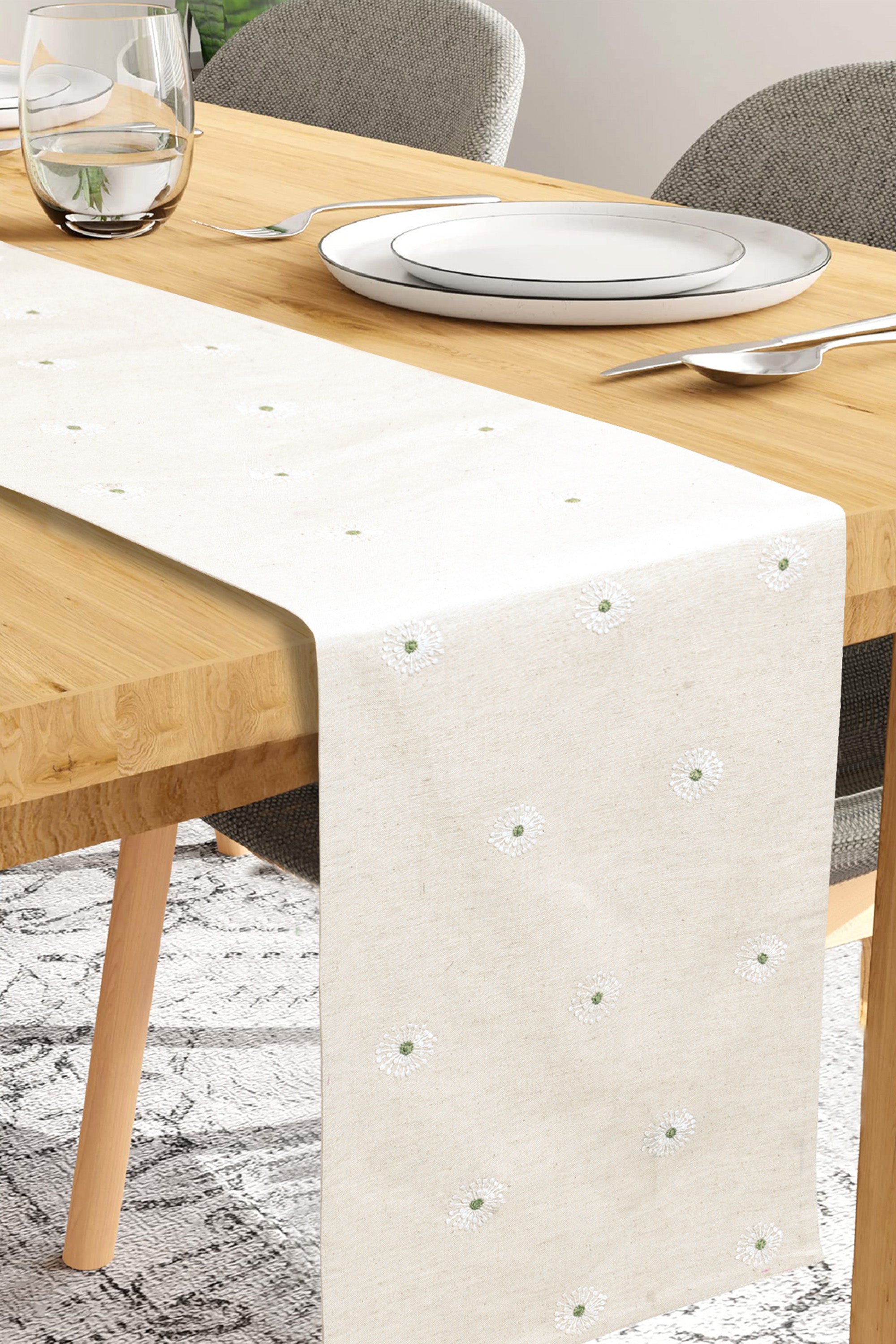 Table Runner | Haleem | Chikankari | Cotton Linen