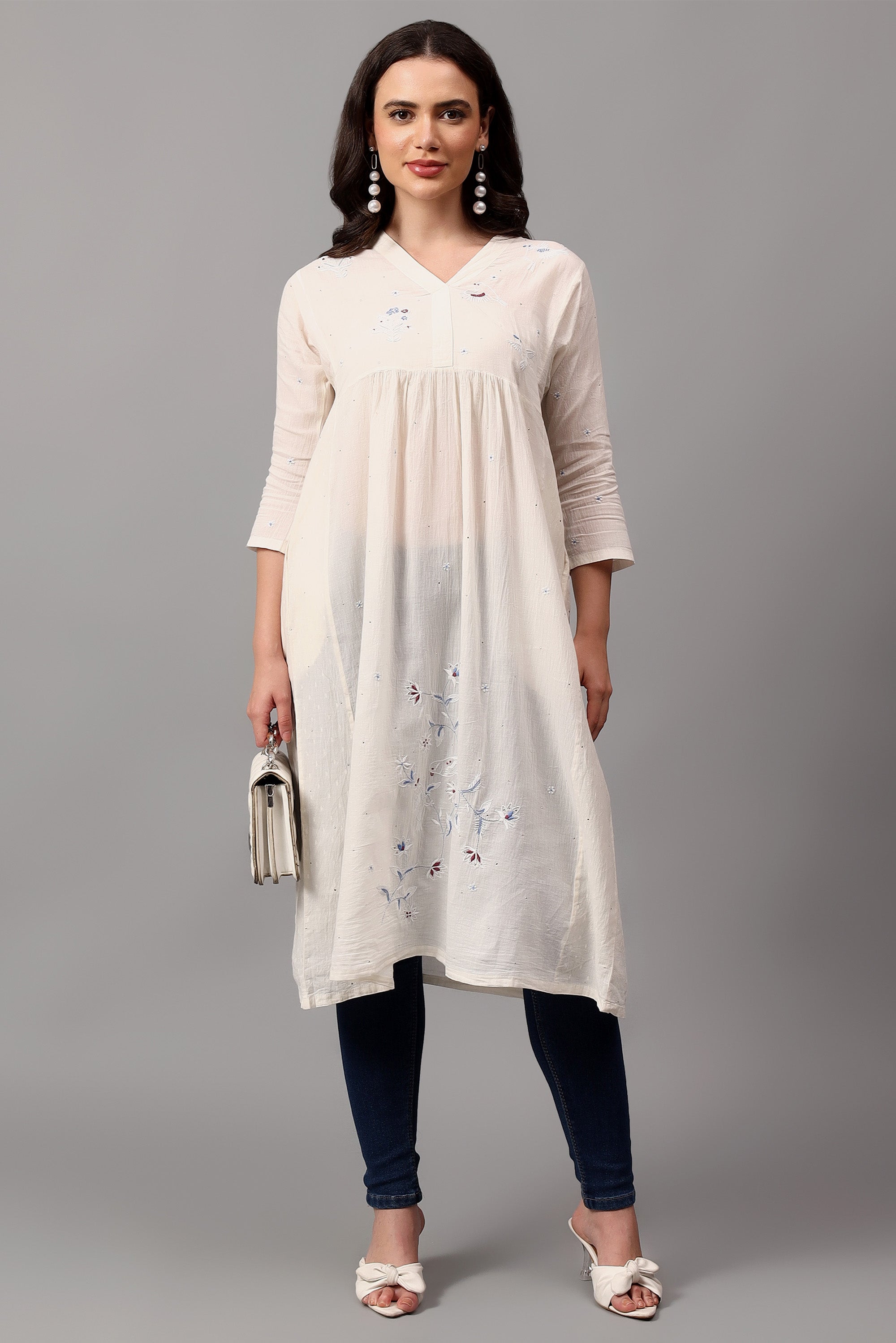 Long Tunic | Nandur | Chikankari | Cotton