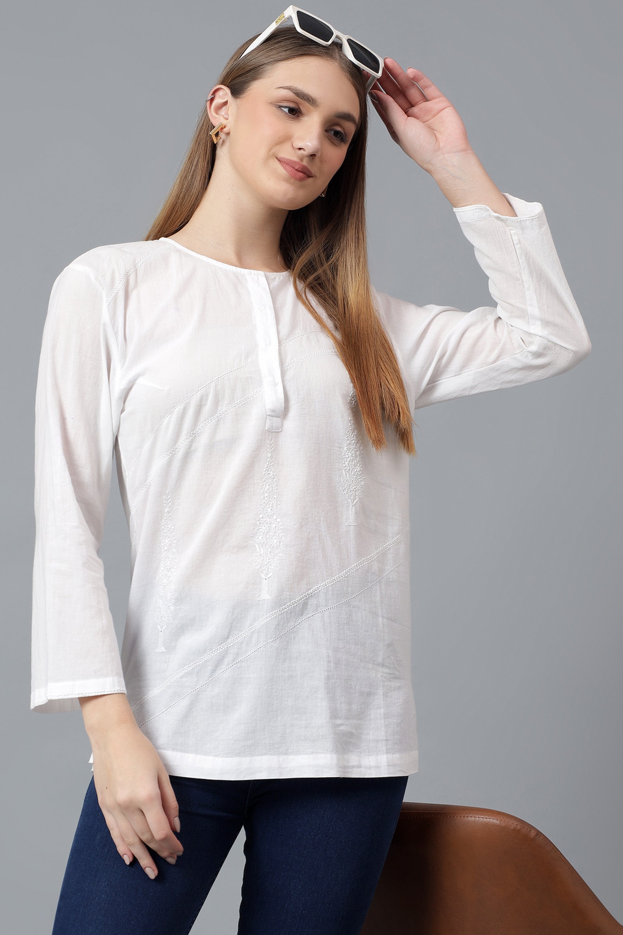 Top | Kakini | Chikankari | Cotton