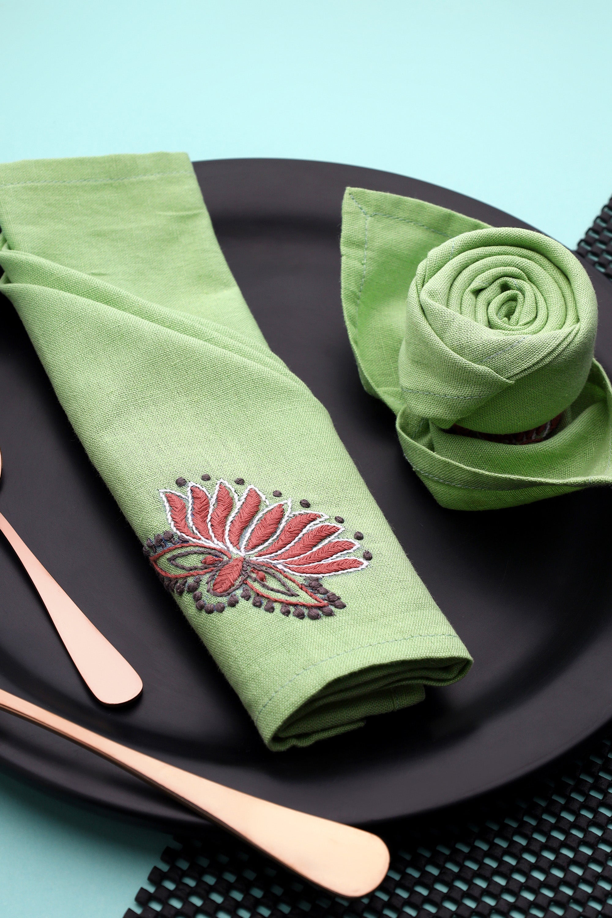 Dinner Napkin | Kishlay | Chikankari | Cotton Flax | Set of 2