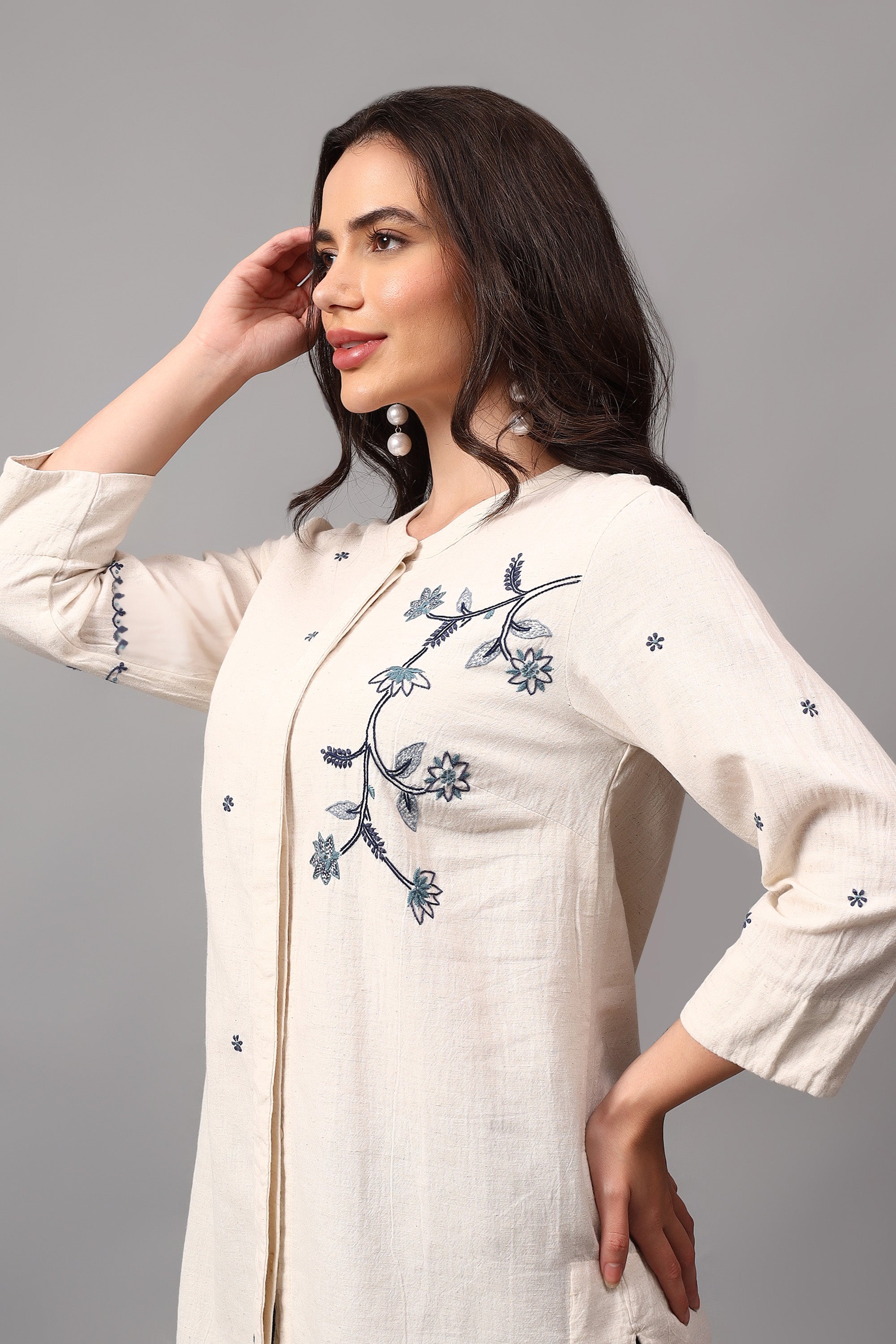 Shirt | Shingo | Chikankari | Cotton Linen