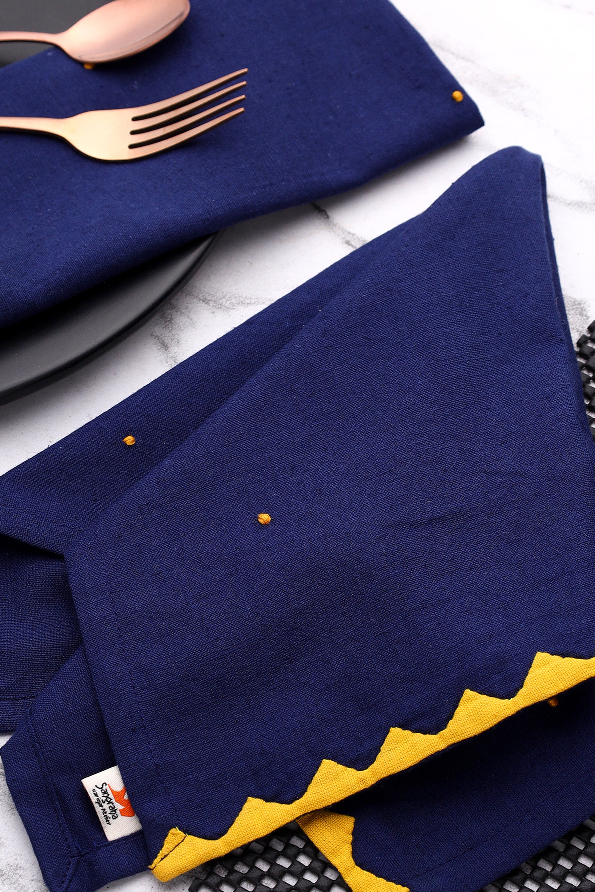 Cocktail Napkin | Paraka | Darazdari | Cotton Flax | Set of 2