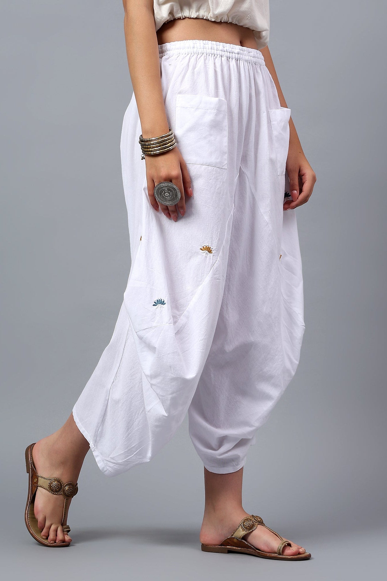 Yurui handcrafted Chikankari Cascade Pant
