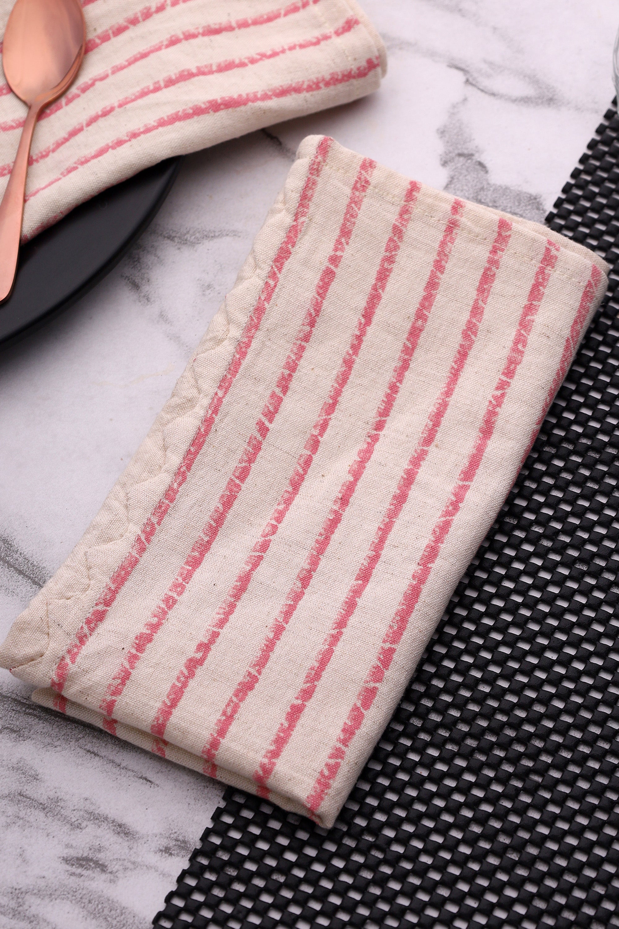 Dinner Napkin |Rekh | Handblock Printed | Cotton Flax | Set of 2