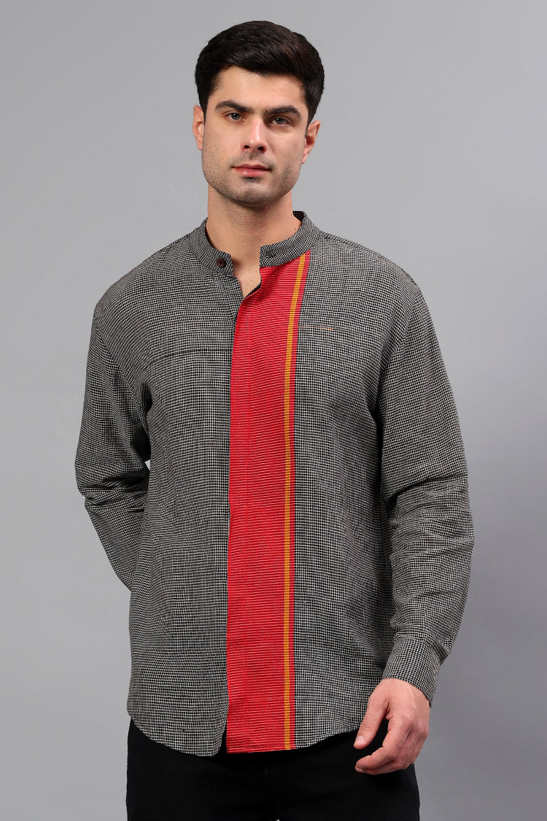 Mandarin Collar Shirt | Deshaj | Handwoven | Cotton
