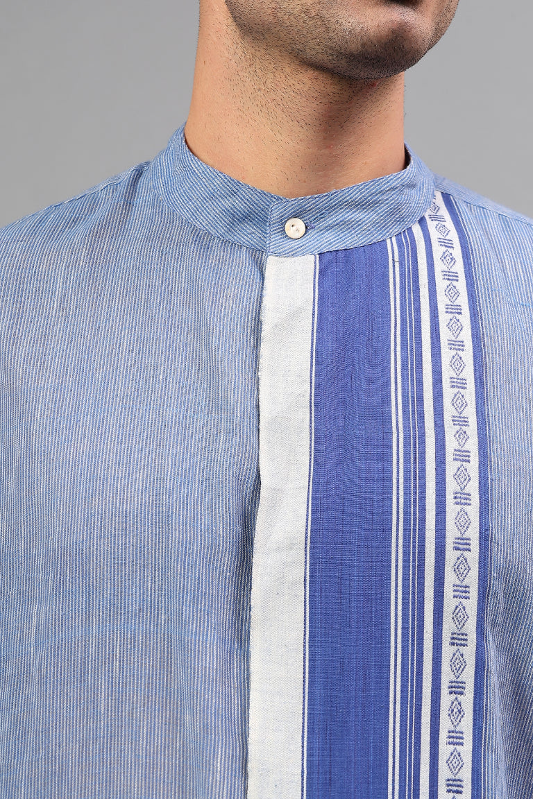 Mandarin Collar Shirt | Aagat | Handwoven | Cotton