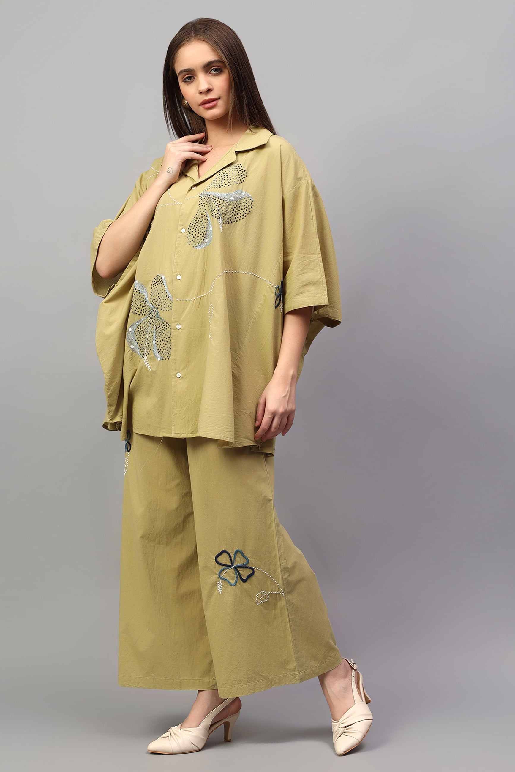 Easy Shirt | Samkhya | Chikankari | Cotton