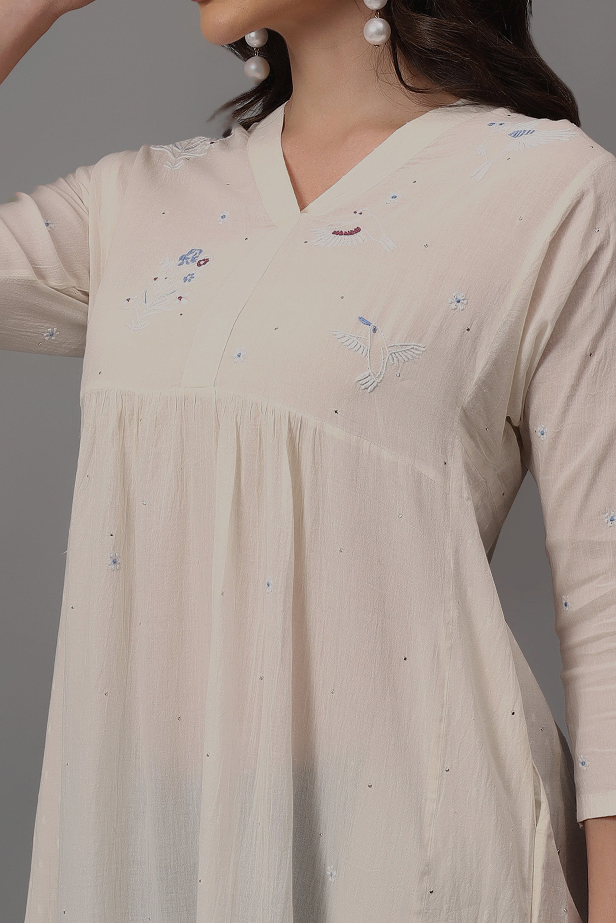 Long Tunic | Nandur | Chikankari | Cotton