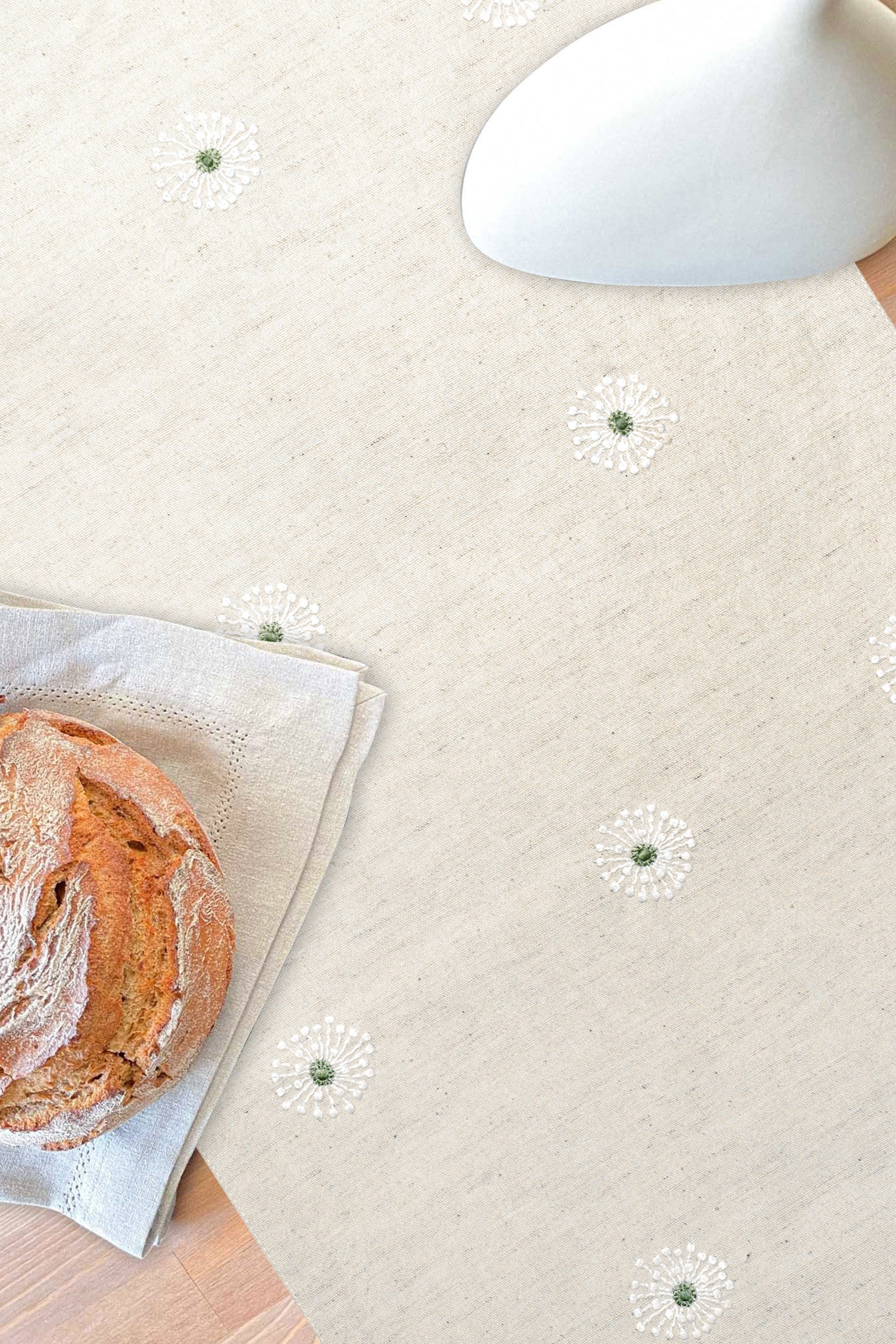 Table Runner | Haleem | Chikankari | Cotton Linen